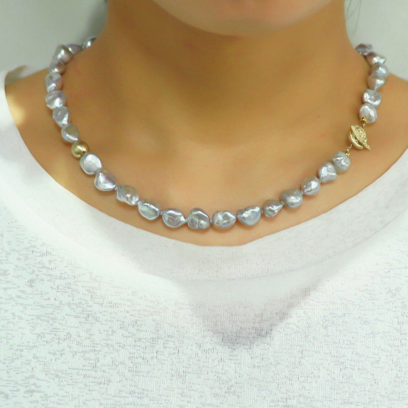 K14 バロックパール ネックレス / グレーカラー| ATCS8022GR