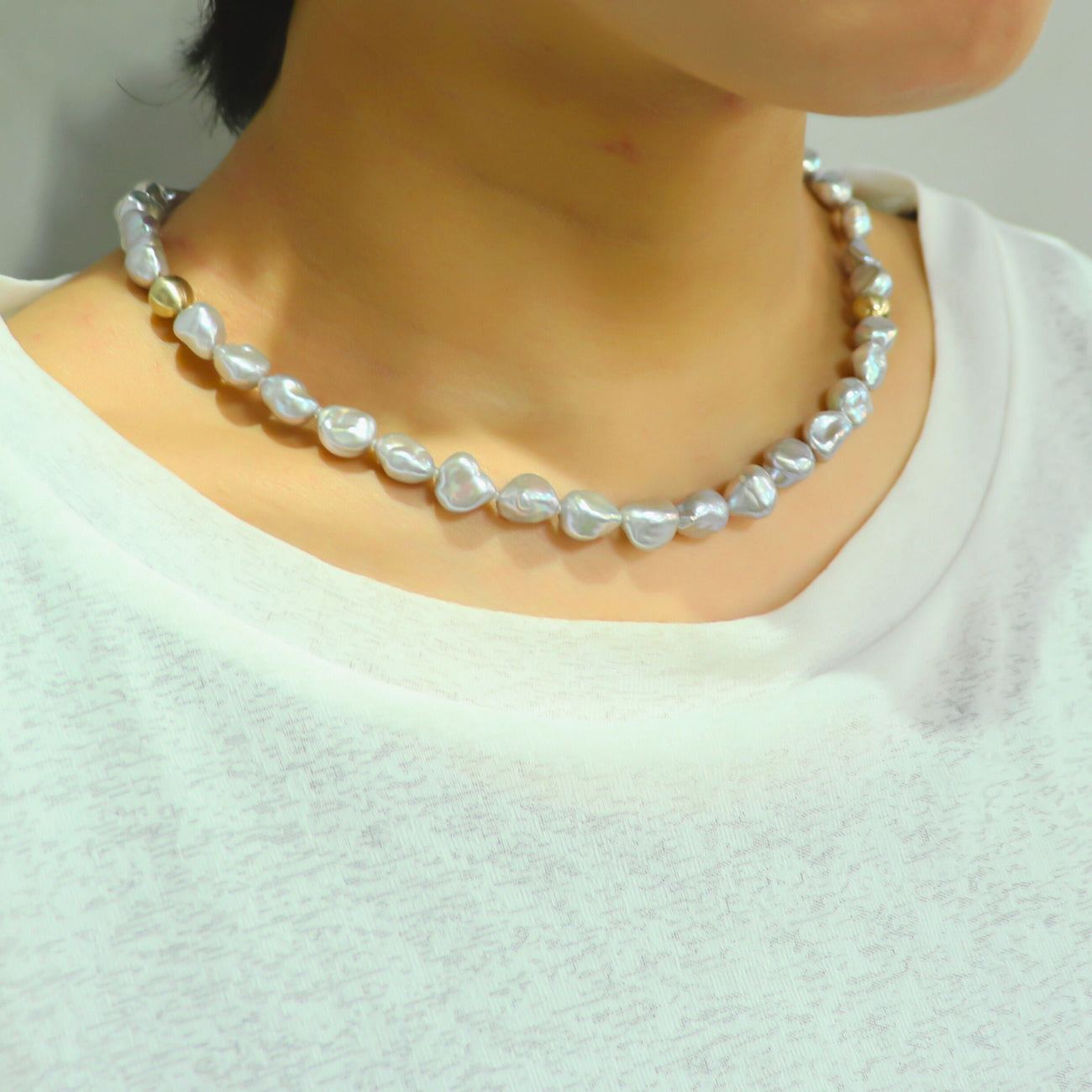 K14 バロックパール ネックレス / グレーカラー| ATCS8022GR