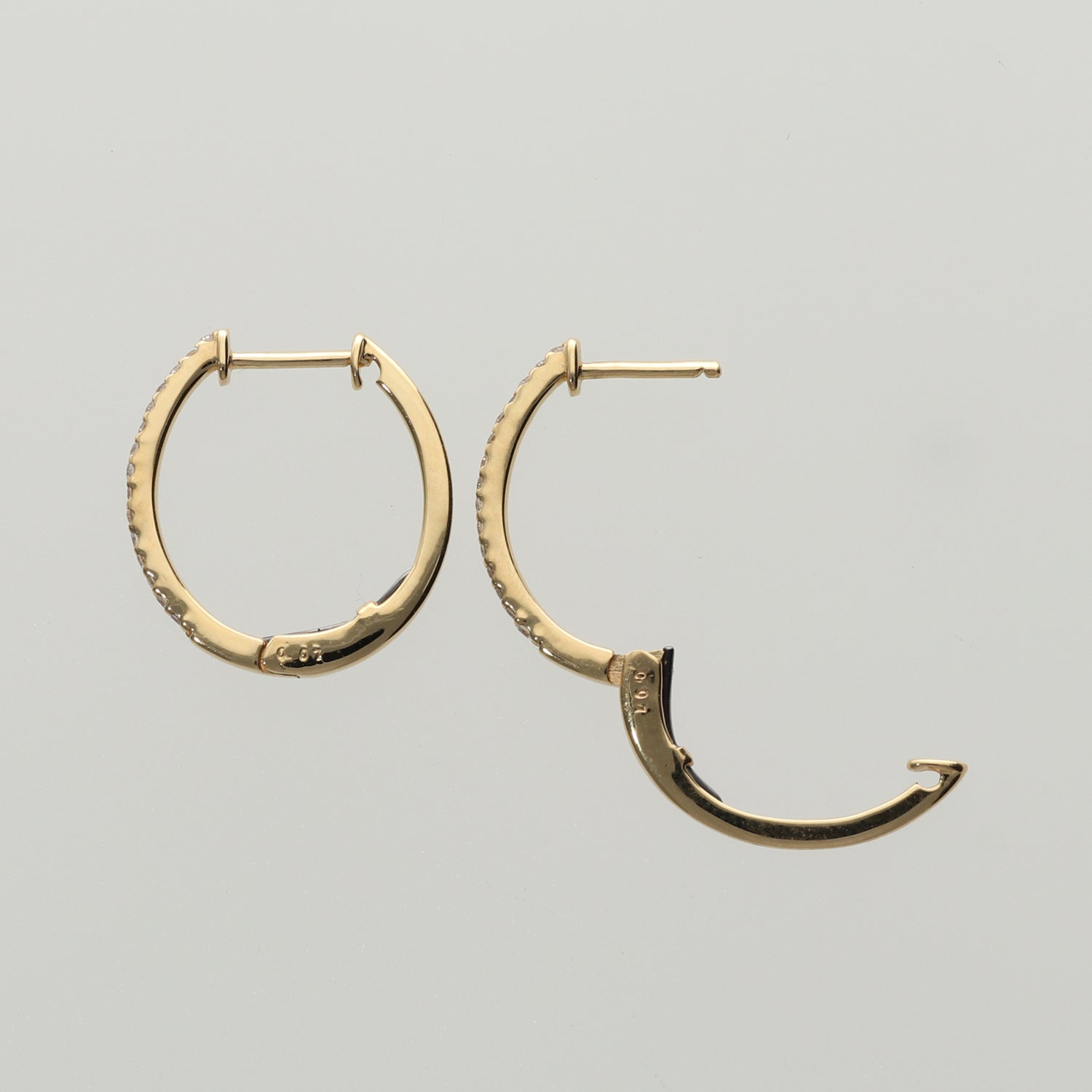 K18 中折れ式 フープメレダイヤモンド ピアス|GBJ003