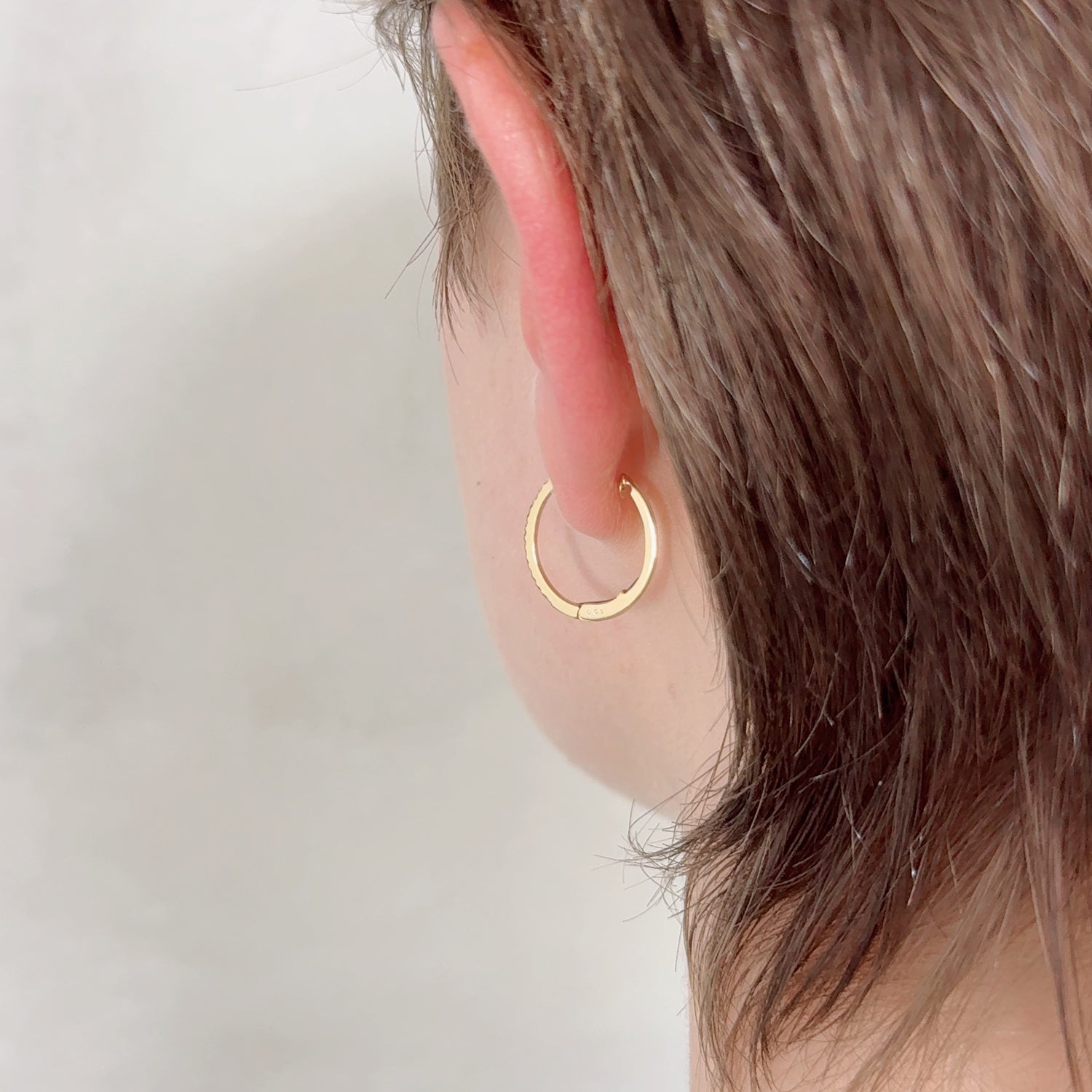 K18 中折れ式 フープメレダイヤモンド ピアス|GBJ003