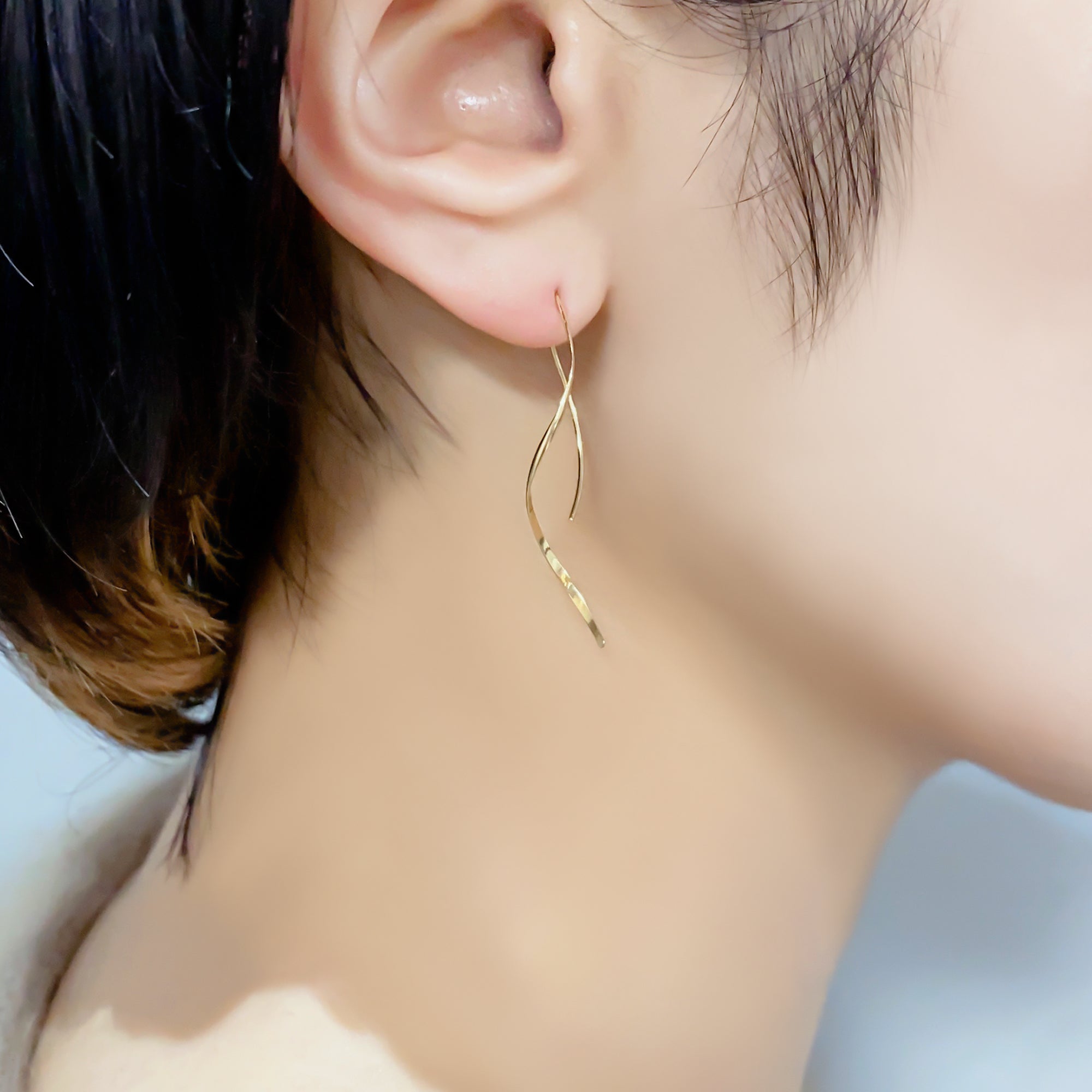 K10 or K18 ウェーブアメリカン ピアス|GD3012