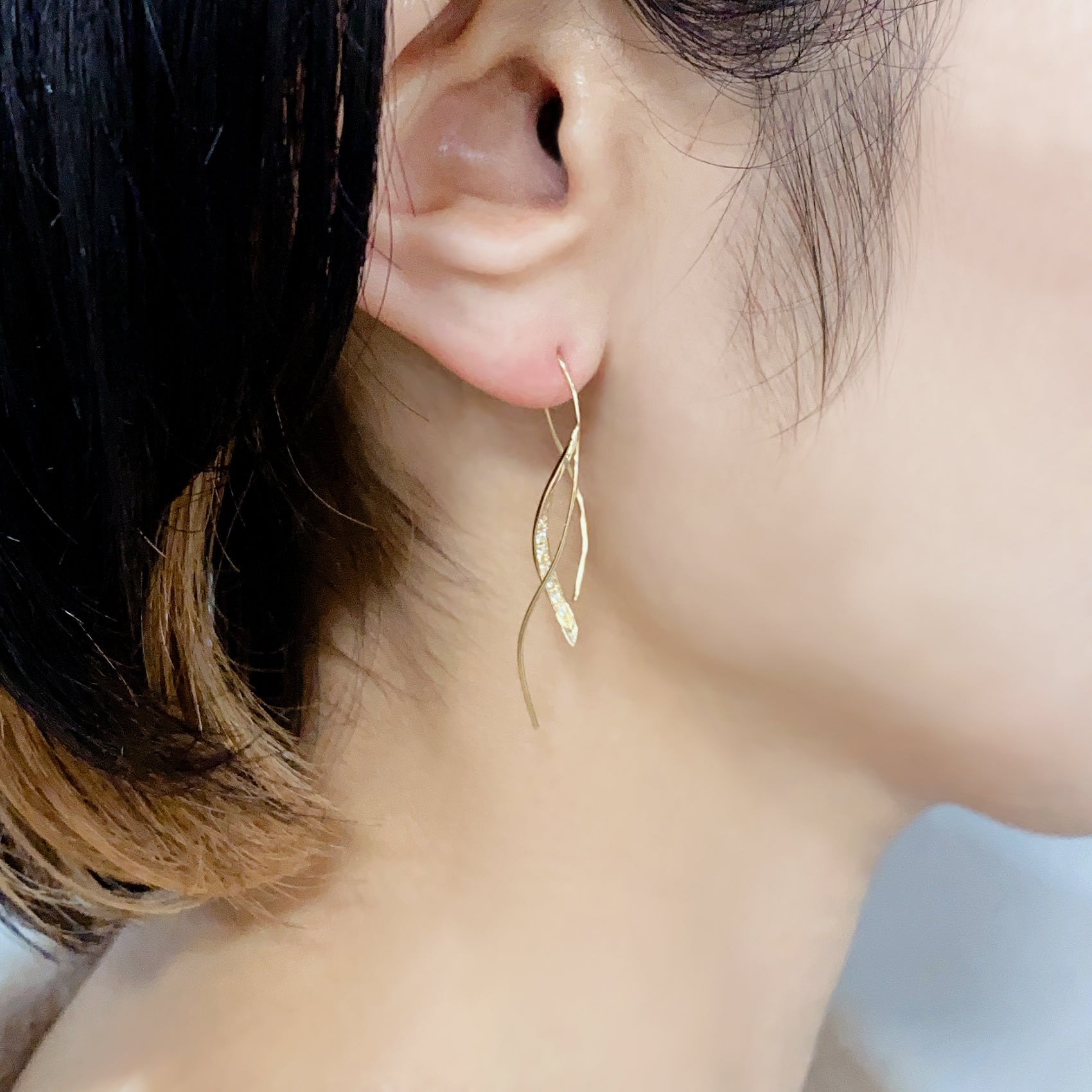 K10 or K18 カーブアメリカン ピアス|GD3013