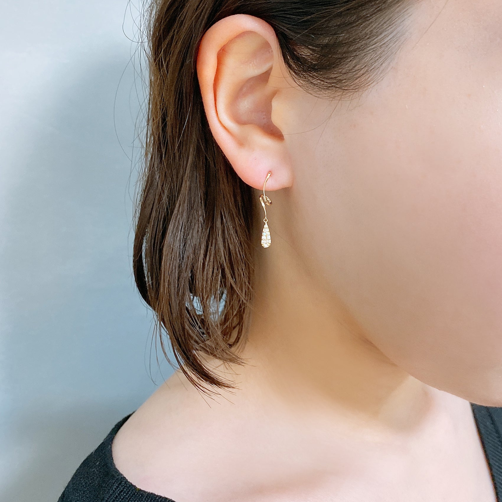 K10 or K18 雫型パヴェダイヤモンド ピアス|GD3029