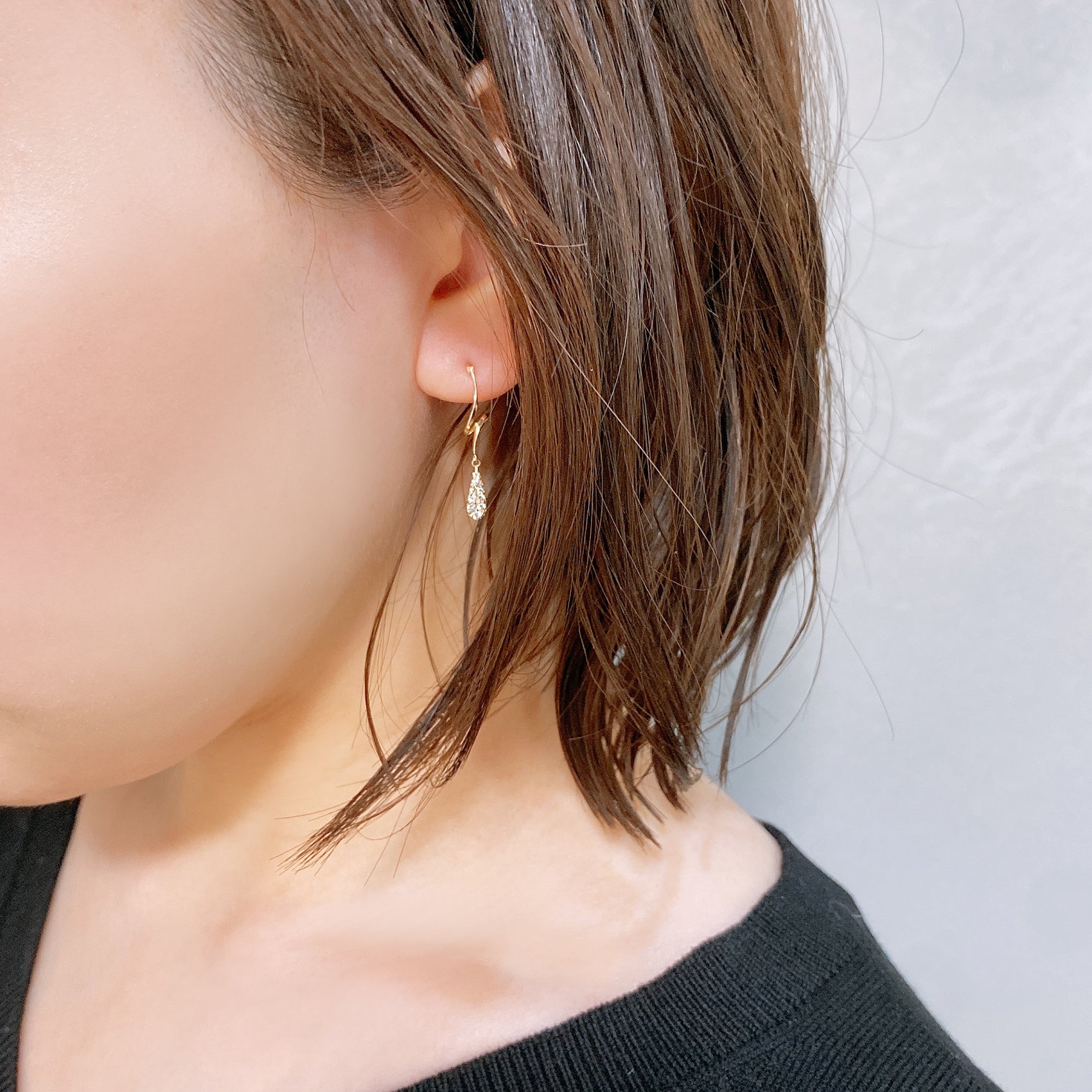 K10 or K18 雫型パヴェダイヤモンド ピアス|GD3029