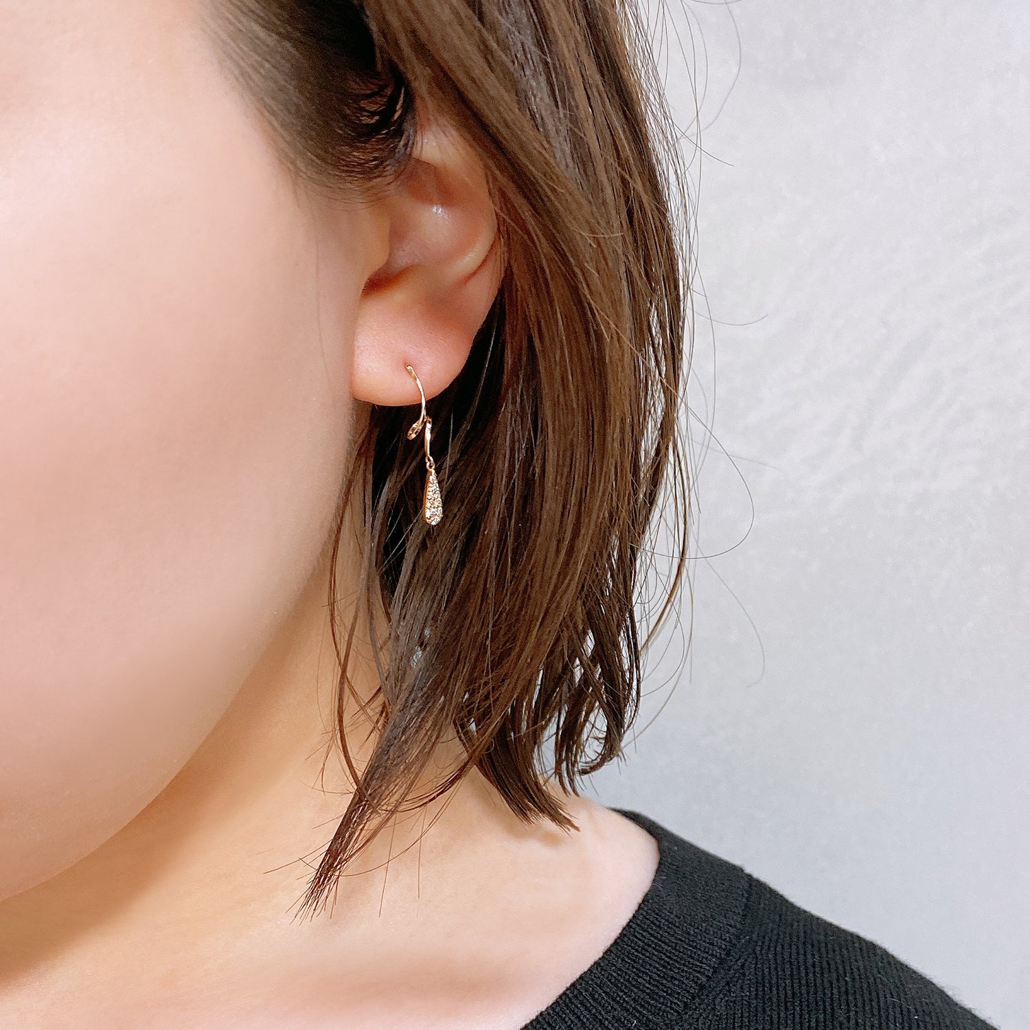 K10 or K18 雫型パヴェダイヤモンド ピアス|GD3029