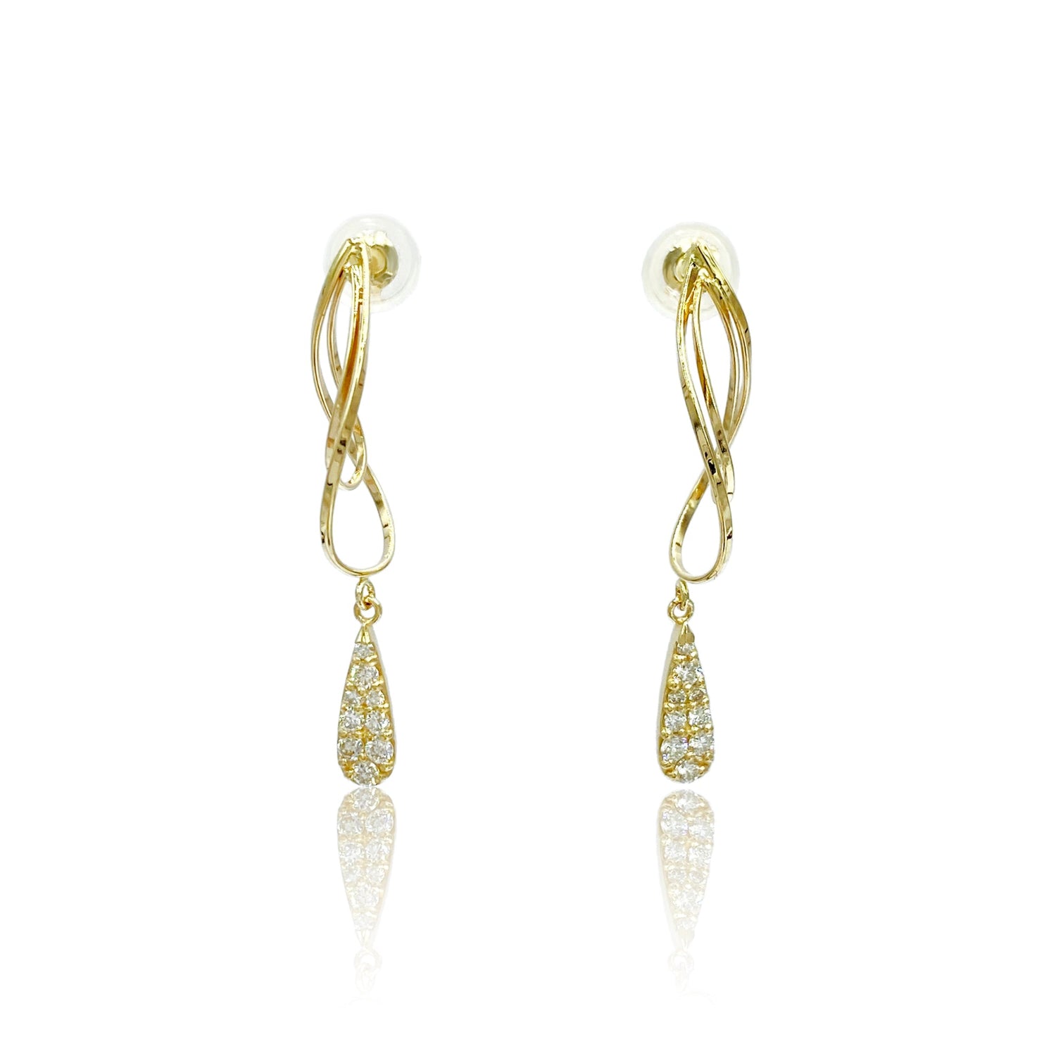 K10 or K18 雫型パヴェダイヤモンド ピアス|GD3030