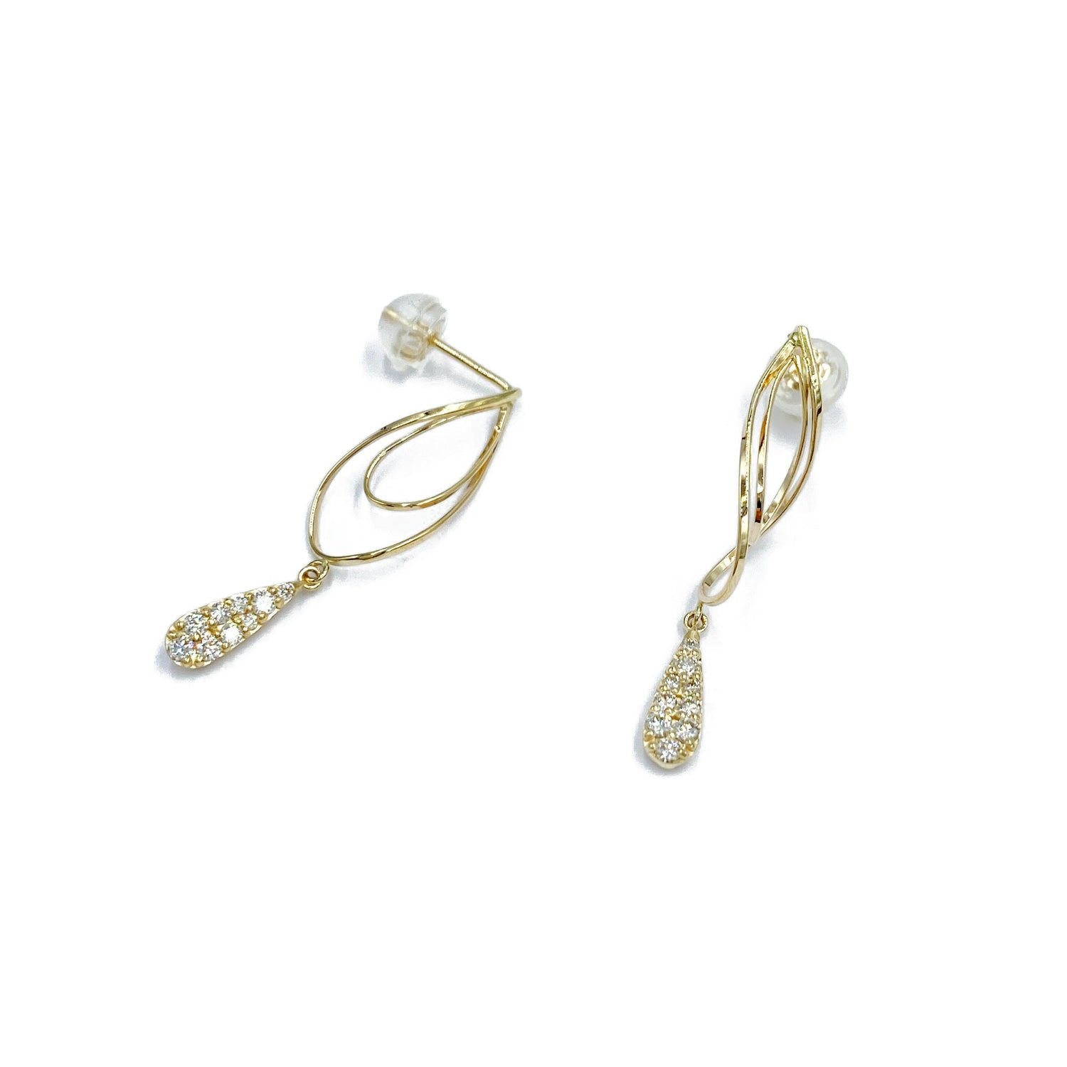 K10 or K18 雫型パヴェダイヤモンド ピアス|GD3030