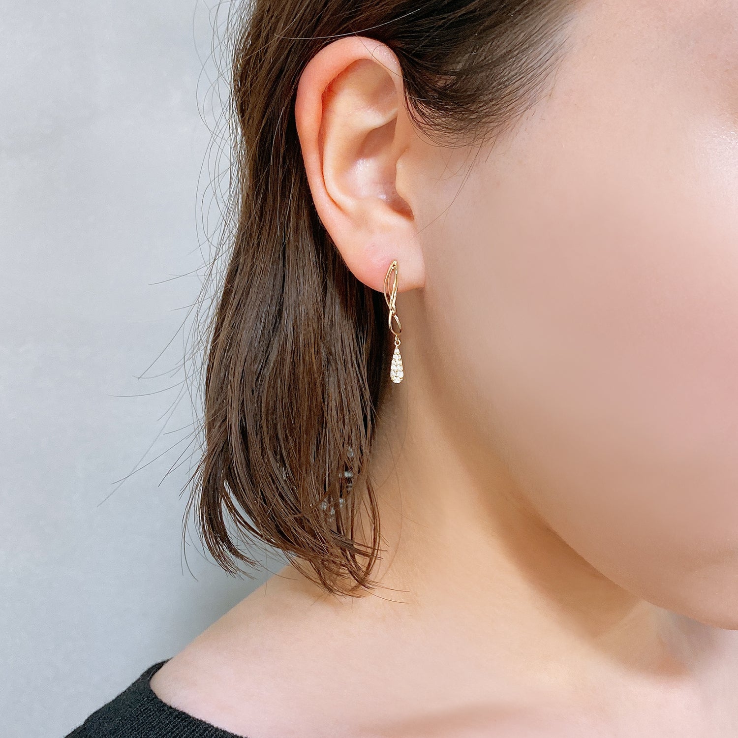 K10 or K18 雫型パヴェダイヤモンド ピアス|GD3030