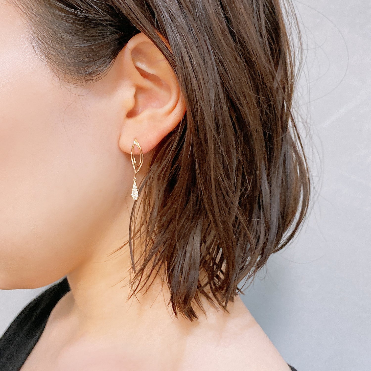 K10 or K18 雫型パヴェダイヤモンド ピアス|GD3030