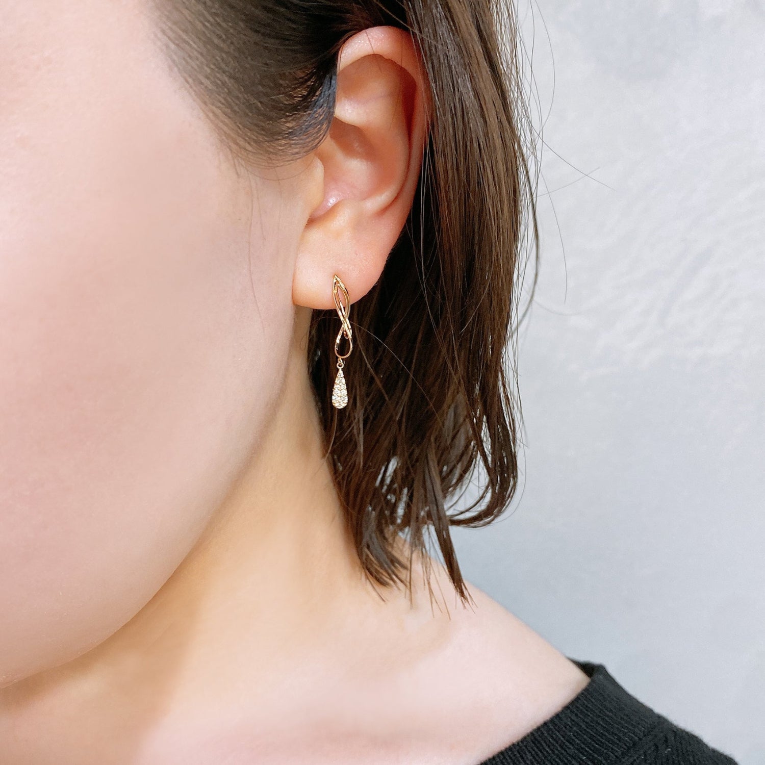 K10 or K18 雫型パヴェダイヤモンド ピアス|GD3030