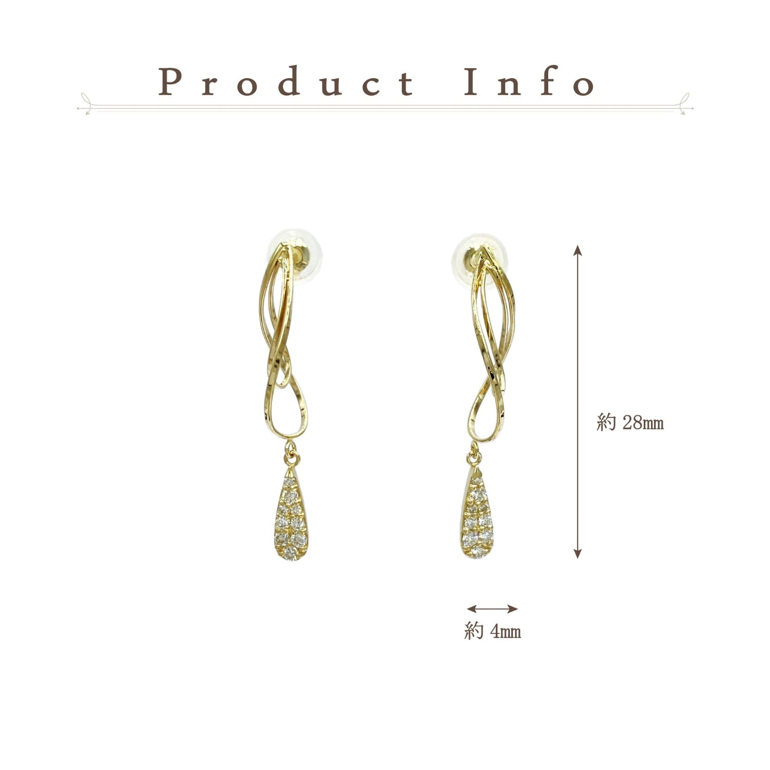 K10 or K18 雫型パヴェダイヤモンド ピアス|GD3030