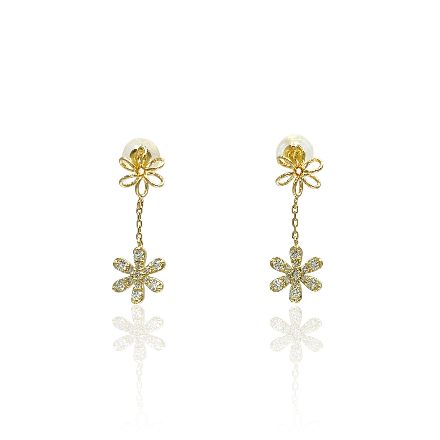 K10 or K18 花型メレダイヤモンド ピアス|GD3031