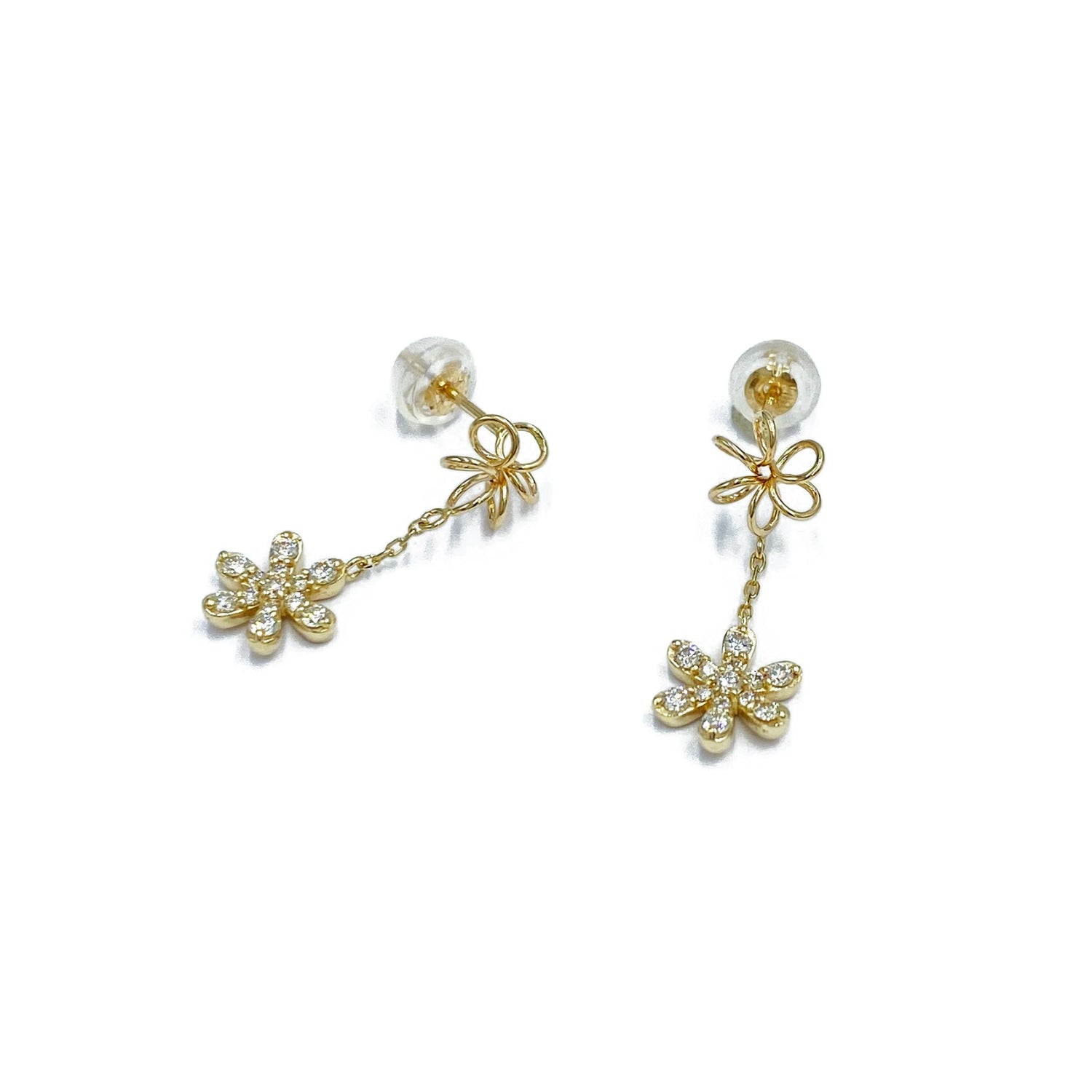 K10 or K18 花型メレダイヤモンド ピアス|GD3031