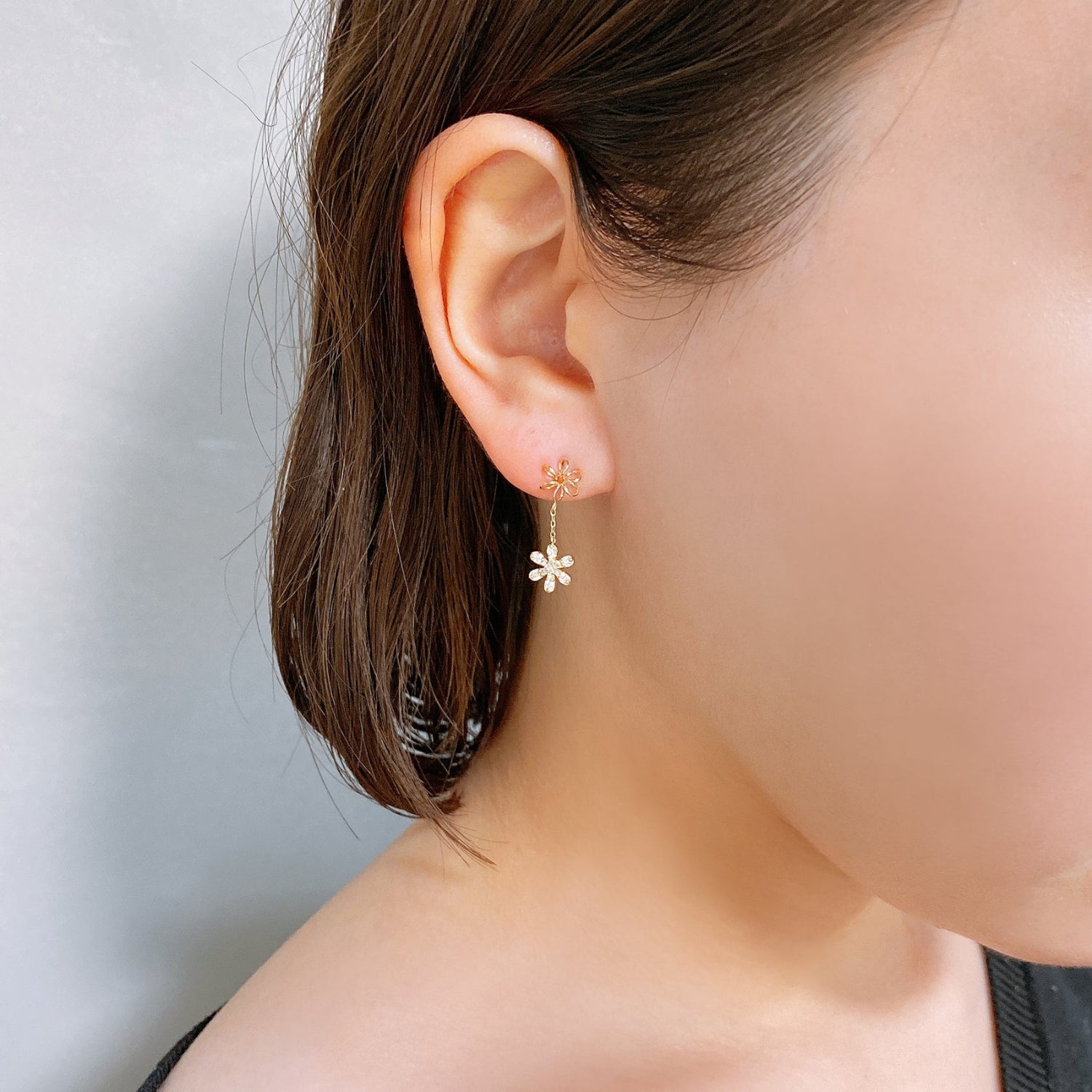 K10 or K18 花型メレダイヤモンド ピアス|GD3031