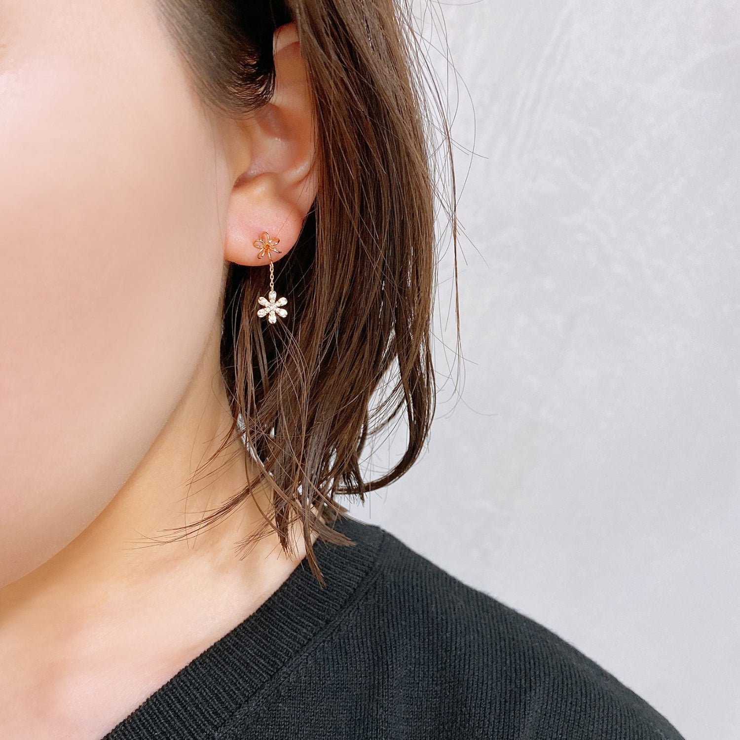 K10 or K18 花型メレダイヤモンド ピアス|GD3031