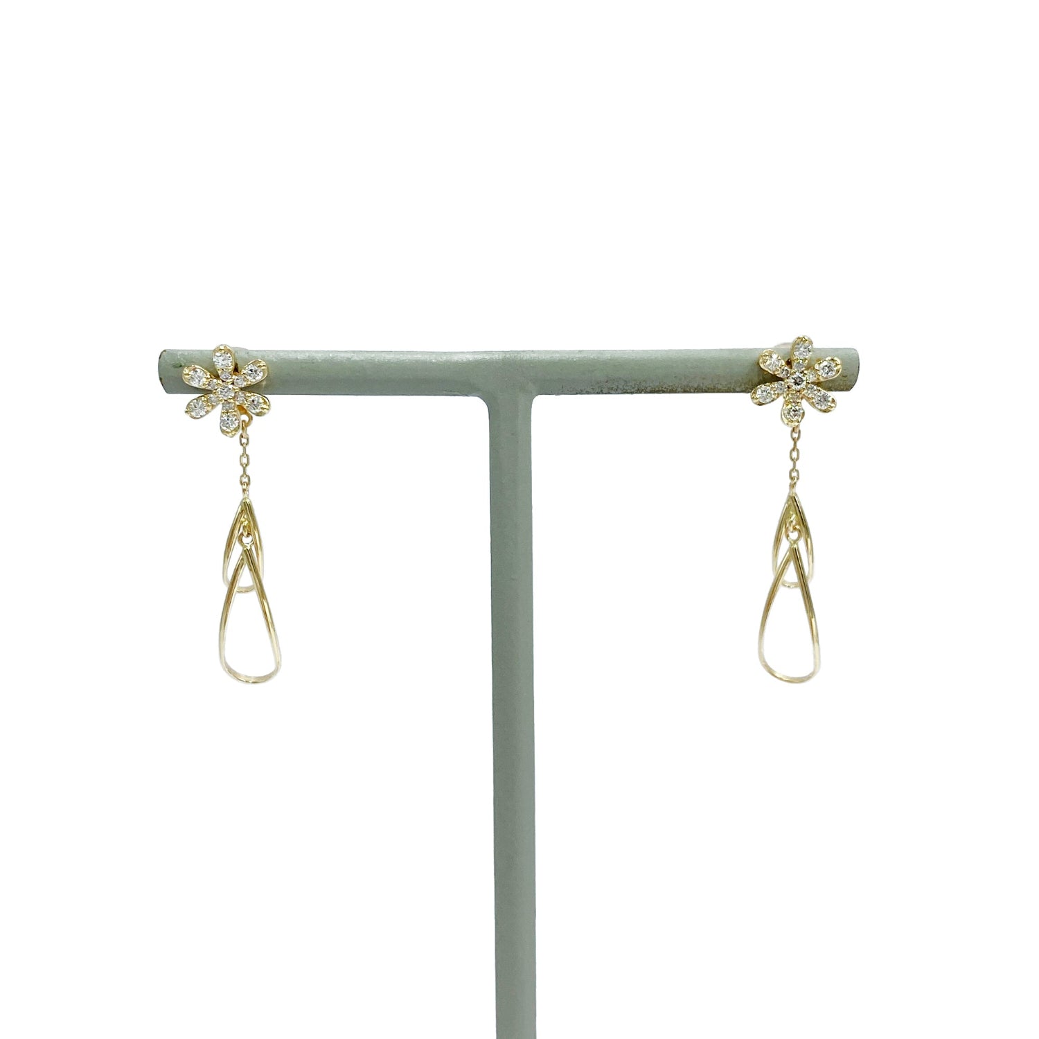 K10 or K18 2WAY花型メレダイヤモンド ピアス|GD3032