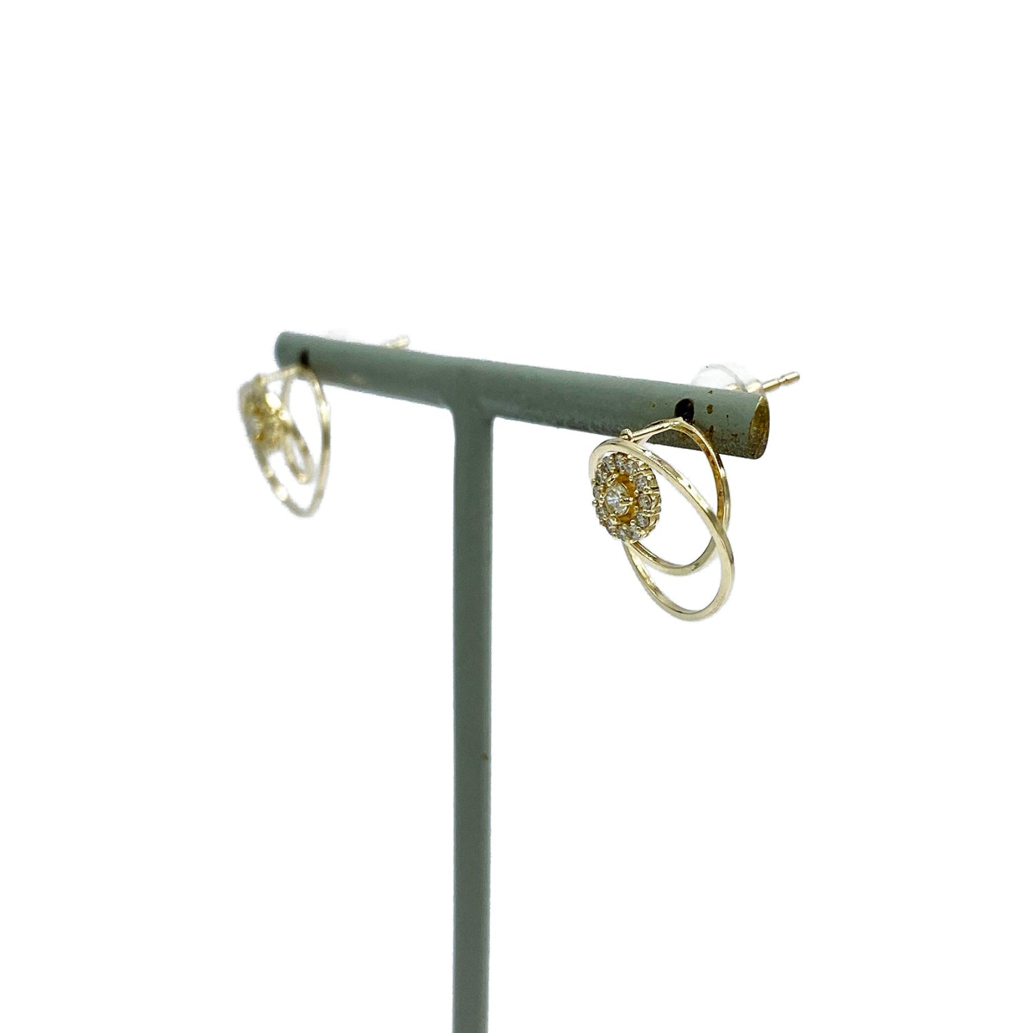 K10 or K18 サークルメレダイヤモンド ピアス|GD3033