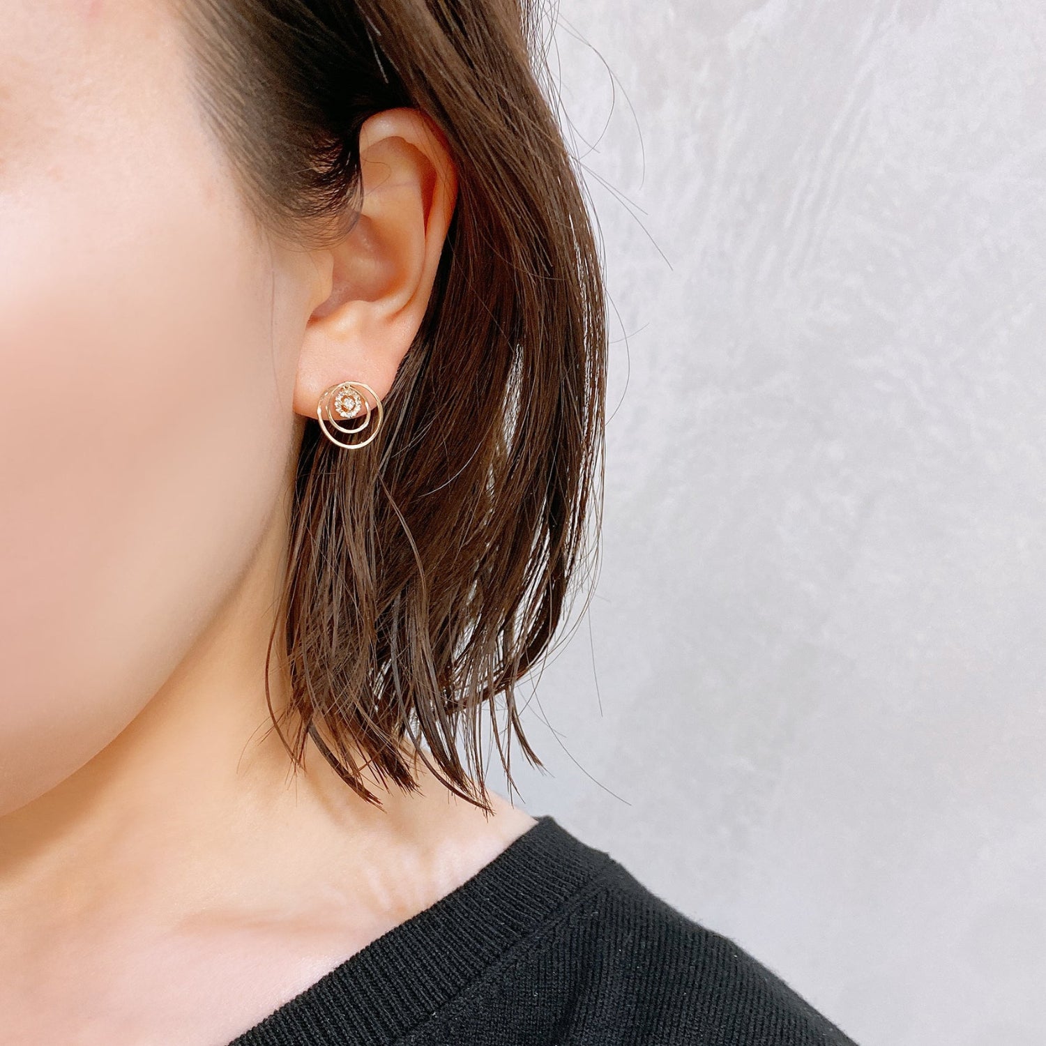 K10 or K18 サークルメレダイヤモンド ピアス|GD3033