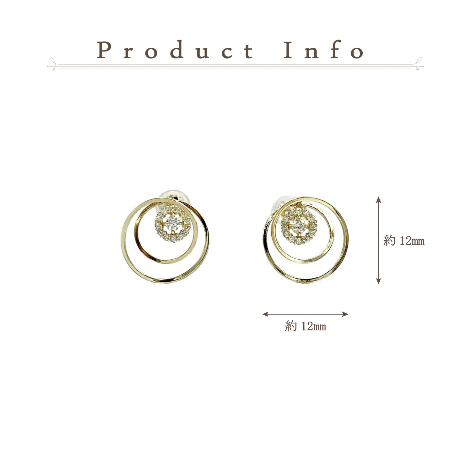 K10 or K18 サークルメレダイヤモンド ピアス|GD3033