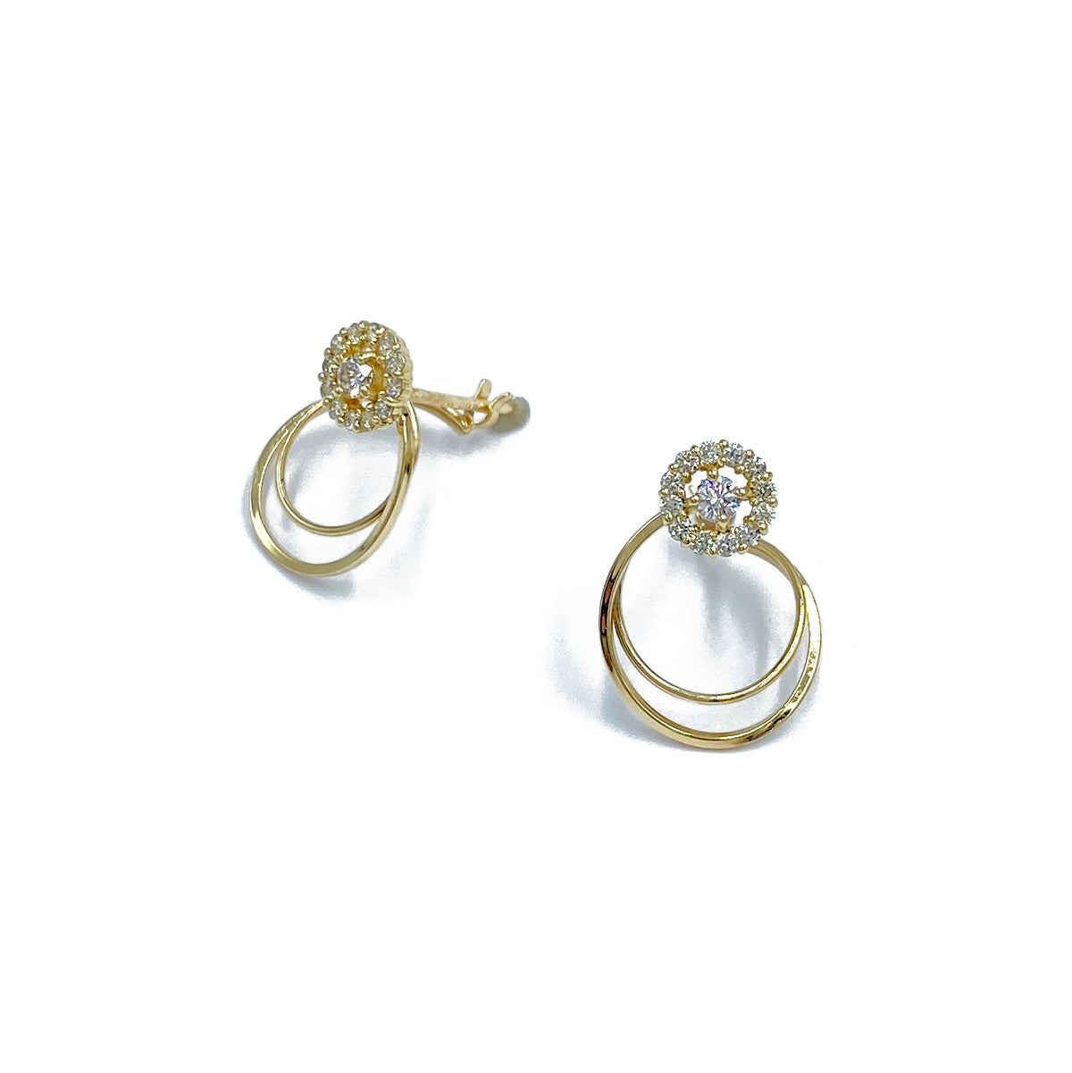 K10 or K18 フープメレダイヤモンド ピアス|GD3034