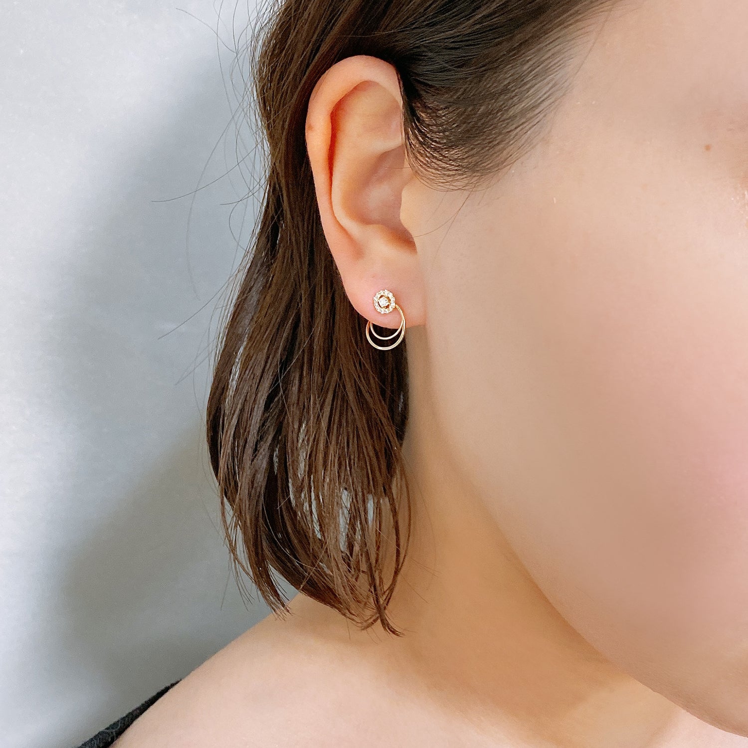 K10 or K18 フープメレダイヤモンド ピアス|GD3034