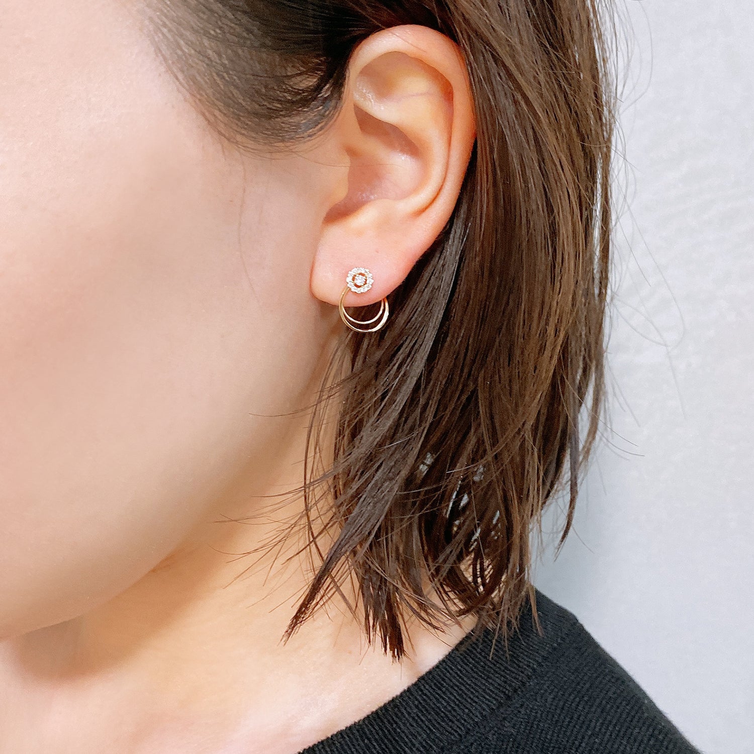 K10 or K18 フープメレダイヤモンド ピアス|GD3034