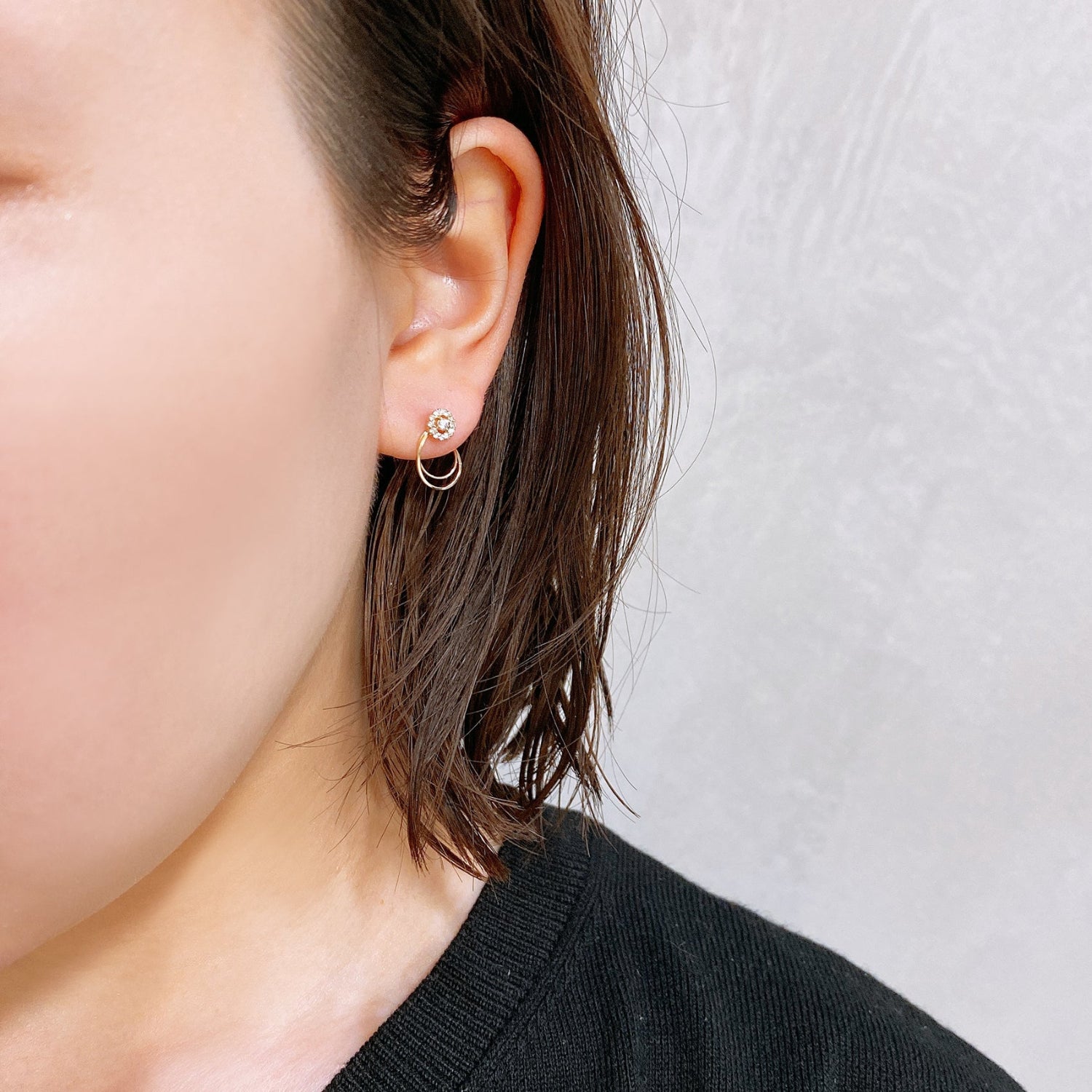 K10 or K18 フープメレダイヤモンド ピアス|GD3034