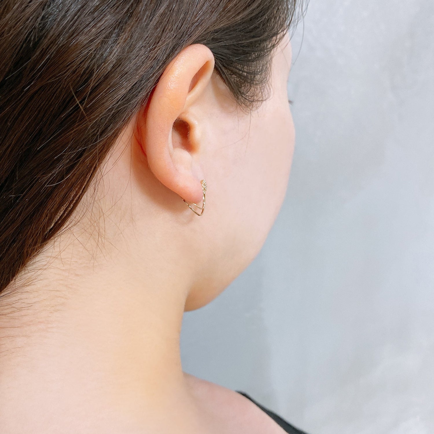 K10 or K18 フープメレダイヤモンド ピアス|GD3034