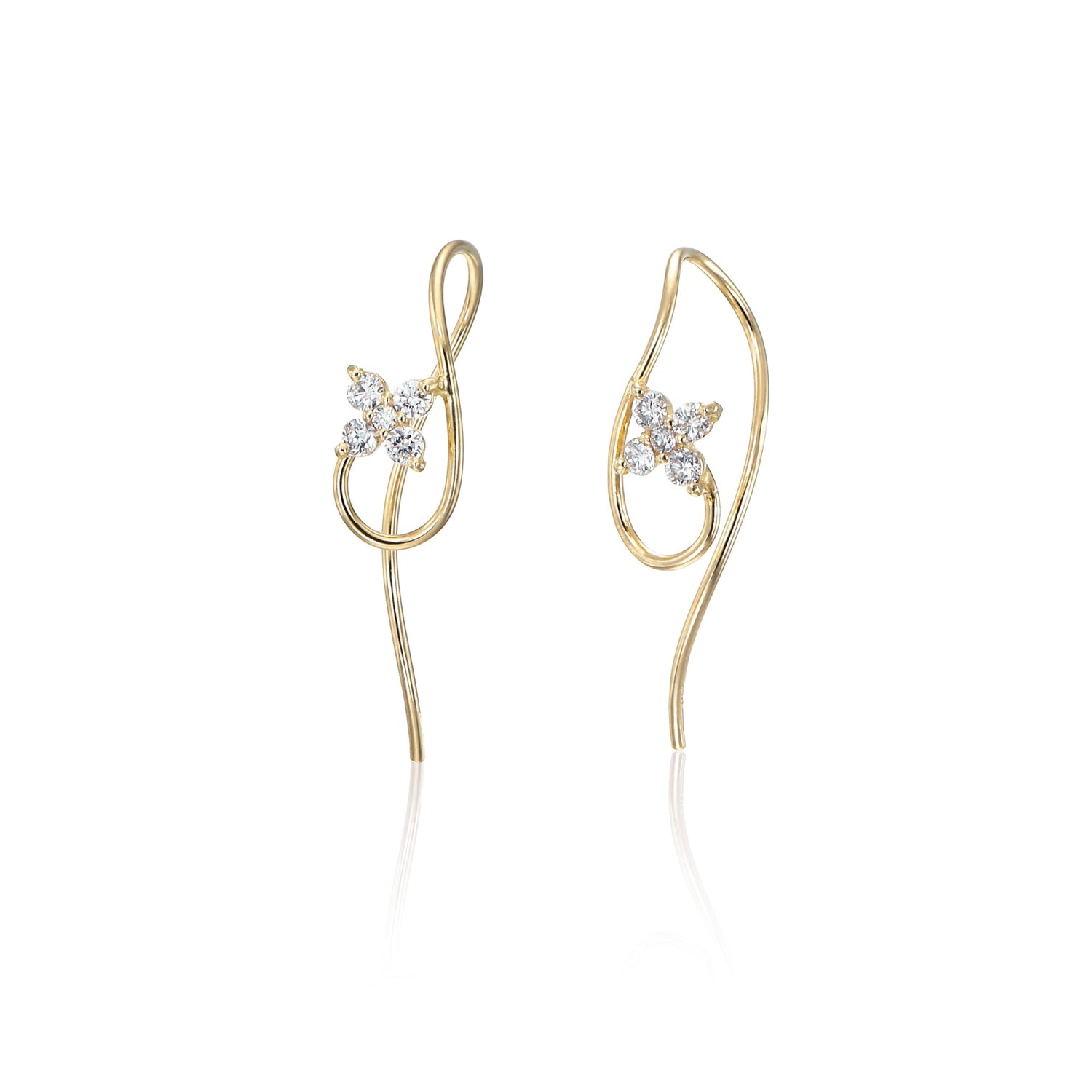 K10 or K18 フラワー型メレダイヤモンド ピアス|GD3036