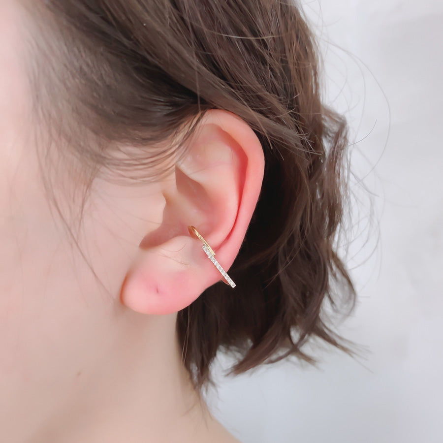 K18 & Pt900 Diaコンビカラー スリークライン イヤーカフ|GD3074EC