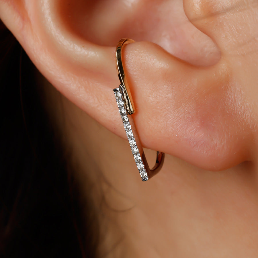 K18 & Pt900 Diaコンビカラー スリークライン イヤーカフ|GD3074EC