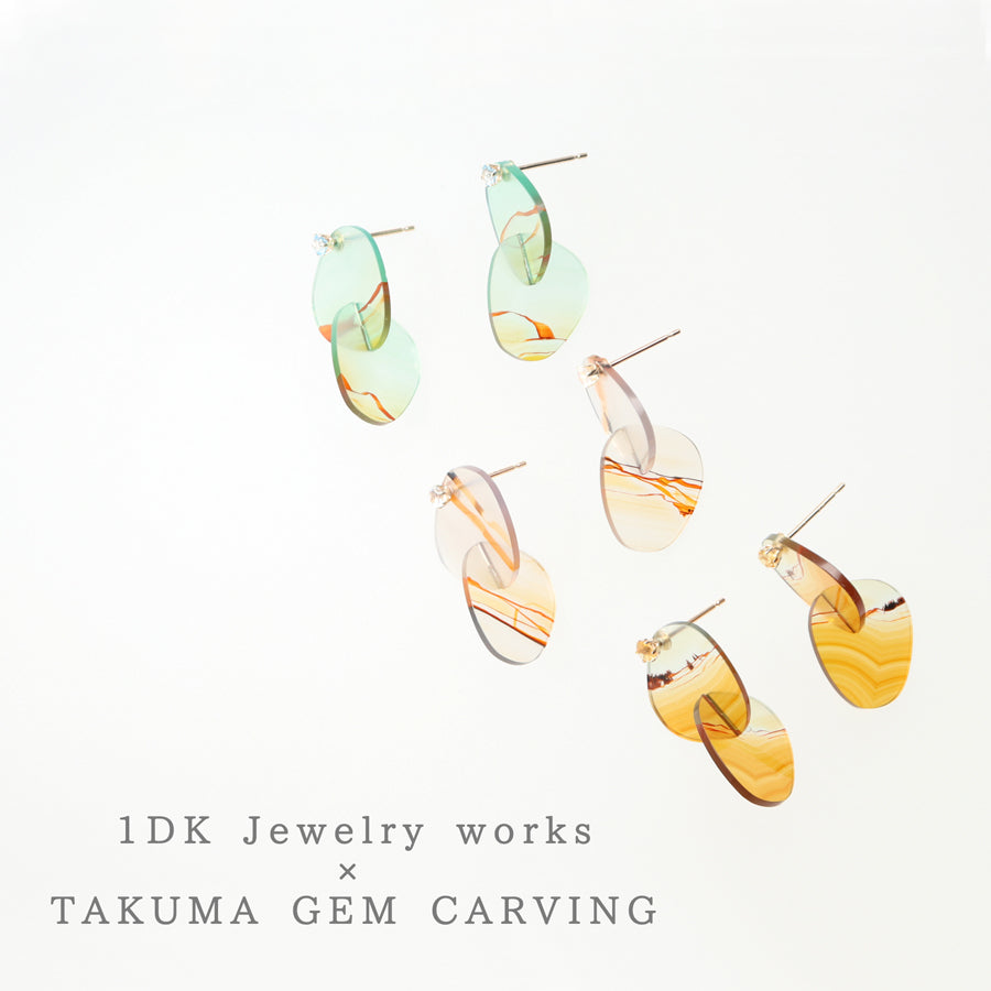 K10 メノウ組子×シトリン ピアス|GD3088CT