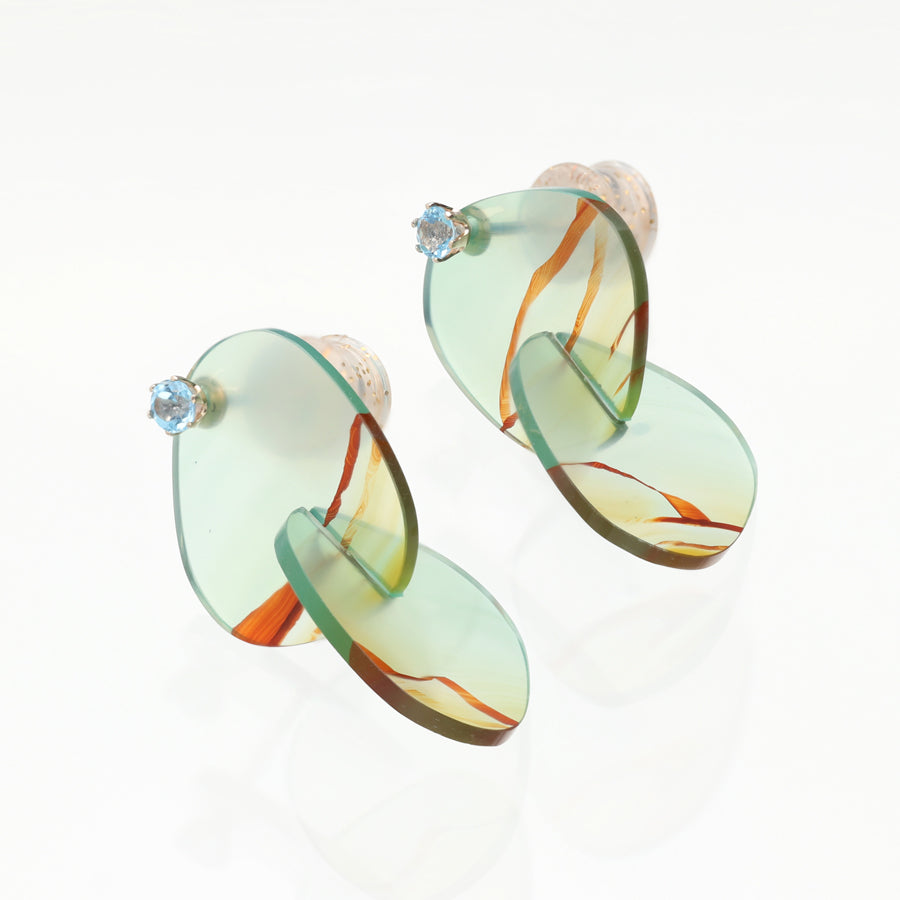 K10 メノウ組子×ブルートパーズ ピアス|GD3088BT