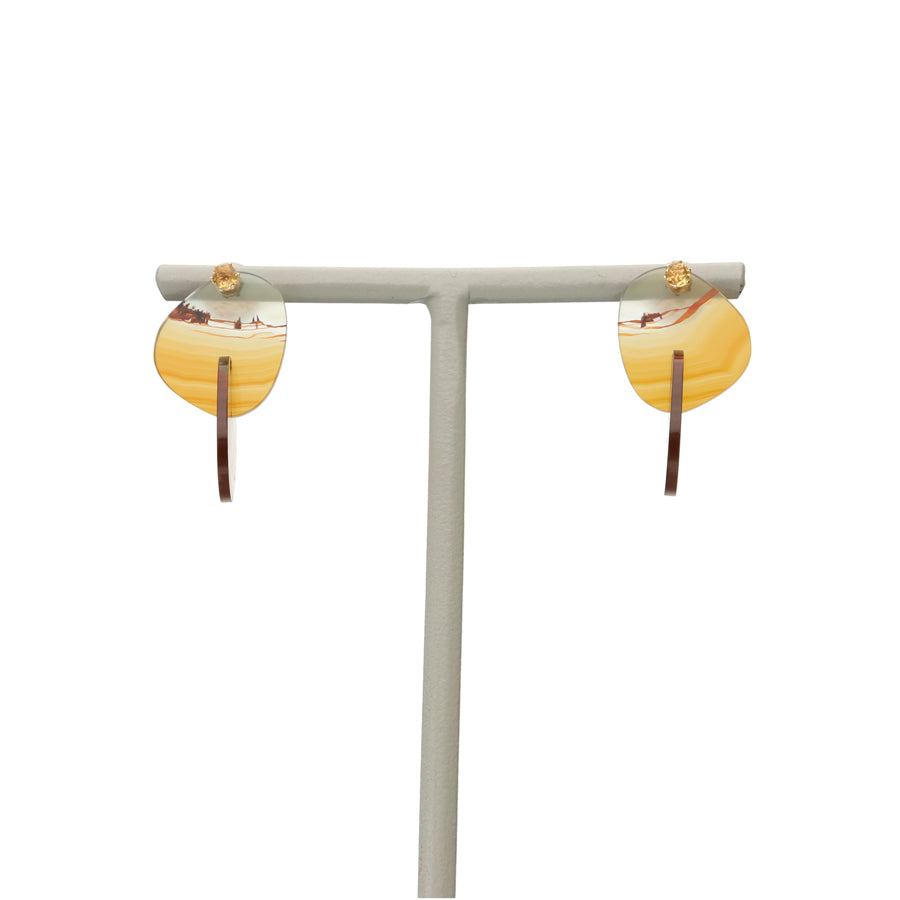 K10 メノウ組子×シトリン ピアス|GD3088CT