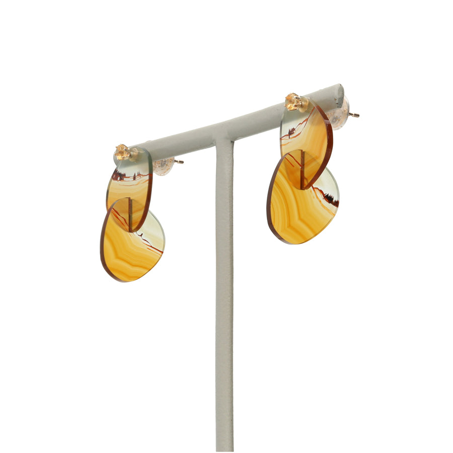 K10 メノウ組子×シトリン ピアス|GD3088CT