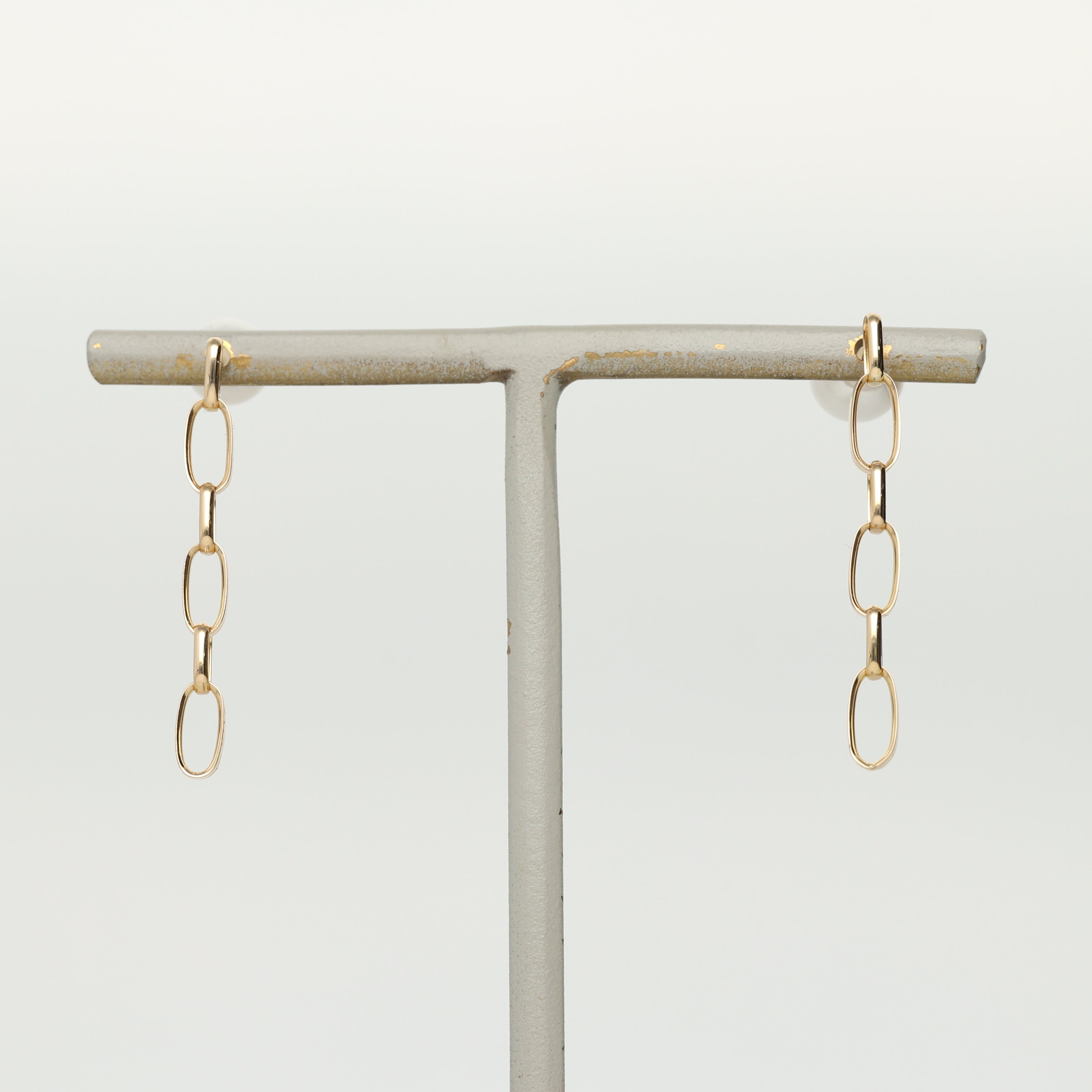 K18 甲丸線ハンドメイド チェーンピアス パールキャッチ付属|GD3100