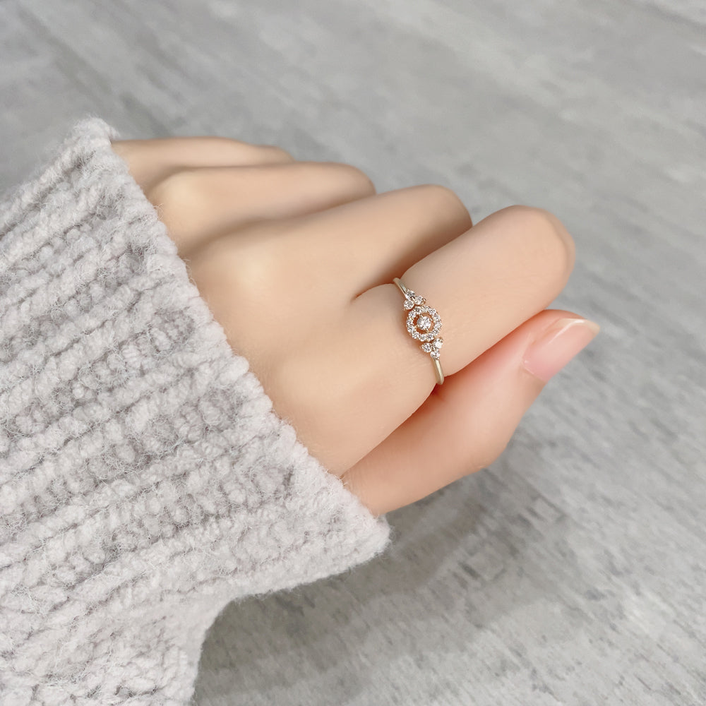 K10 サイドストーン取り巻きダイヤモンド リング|GD6026