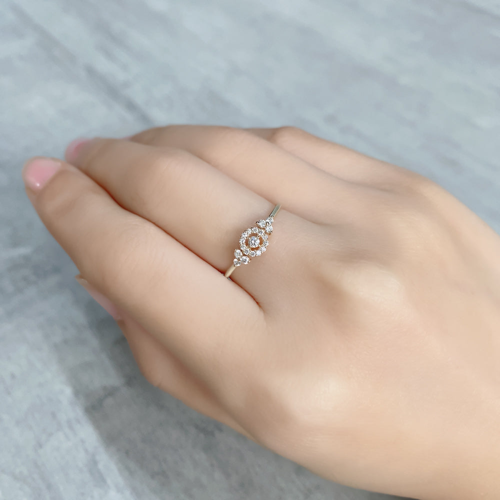 K10 サイドストーン取り巻きダイヤモンド リング|GD6026