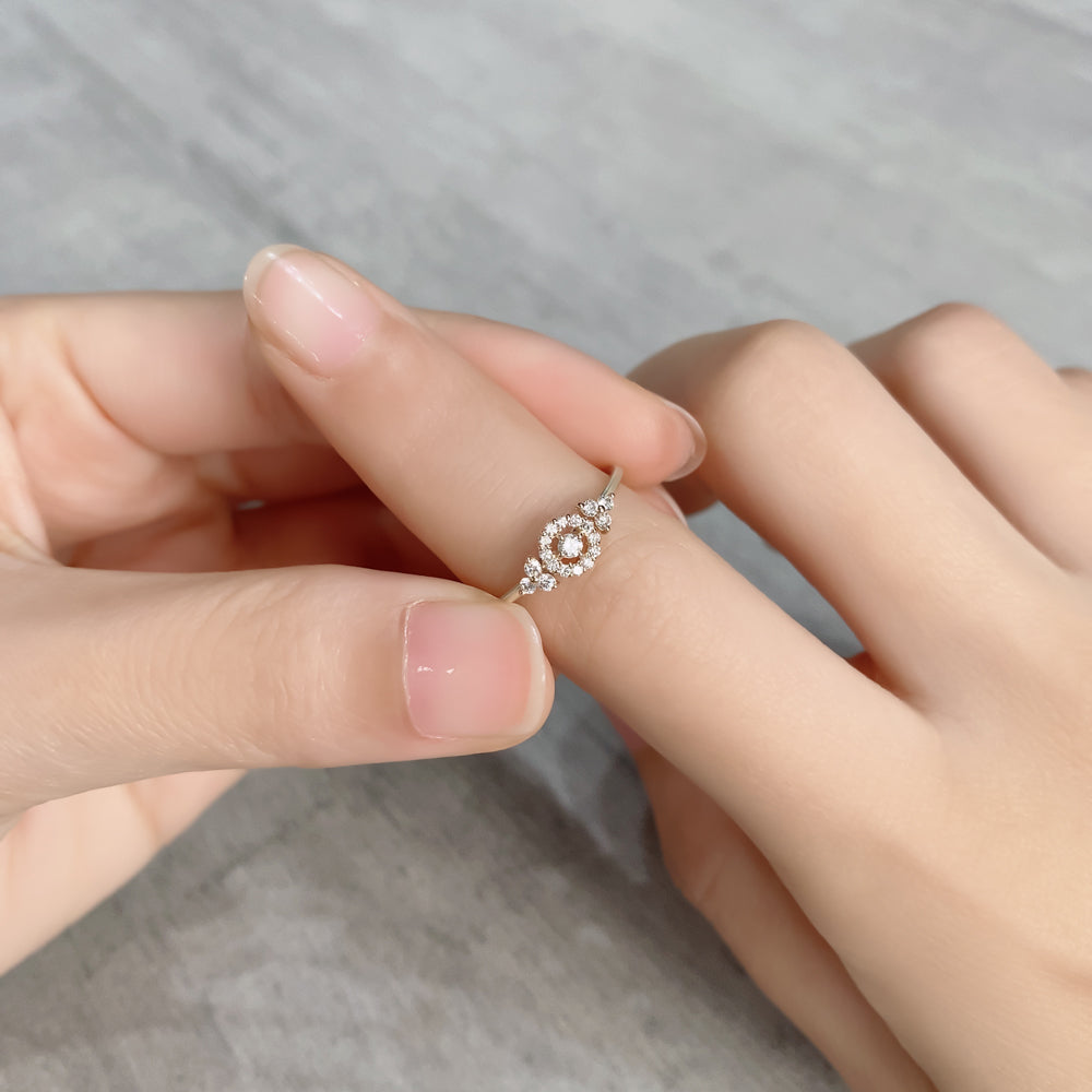 K10 サイドストーン取り巻きダイヤモンド リング|GD6026