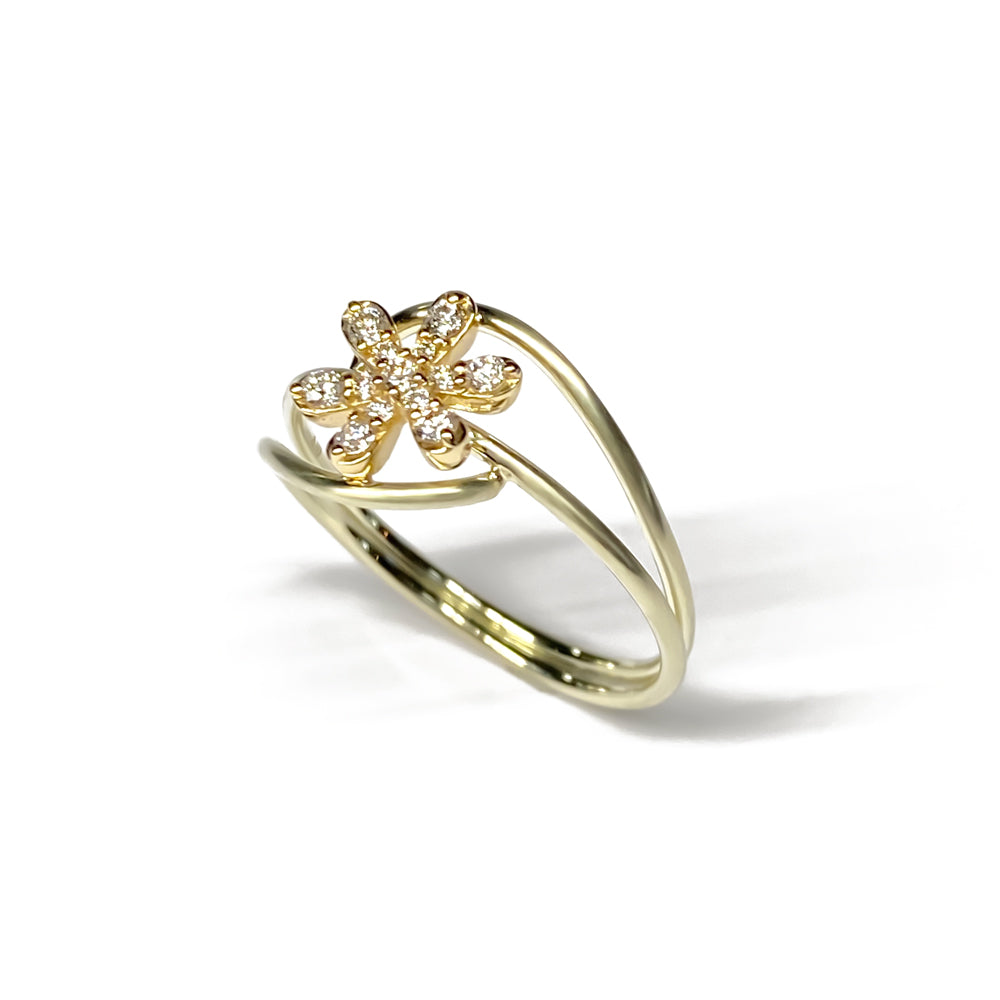 K10 ボリュームフラワーダイヤモンド リング|GD6030