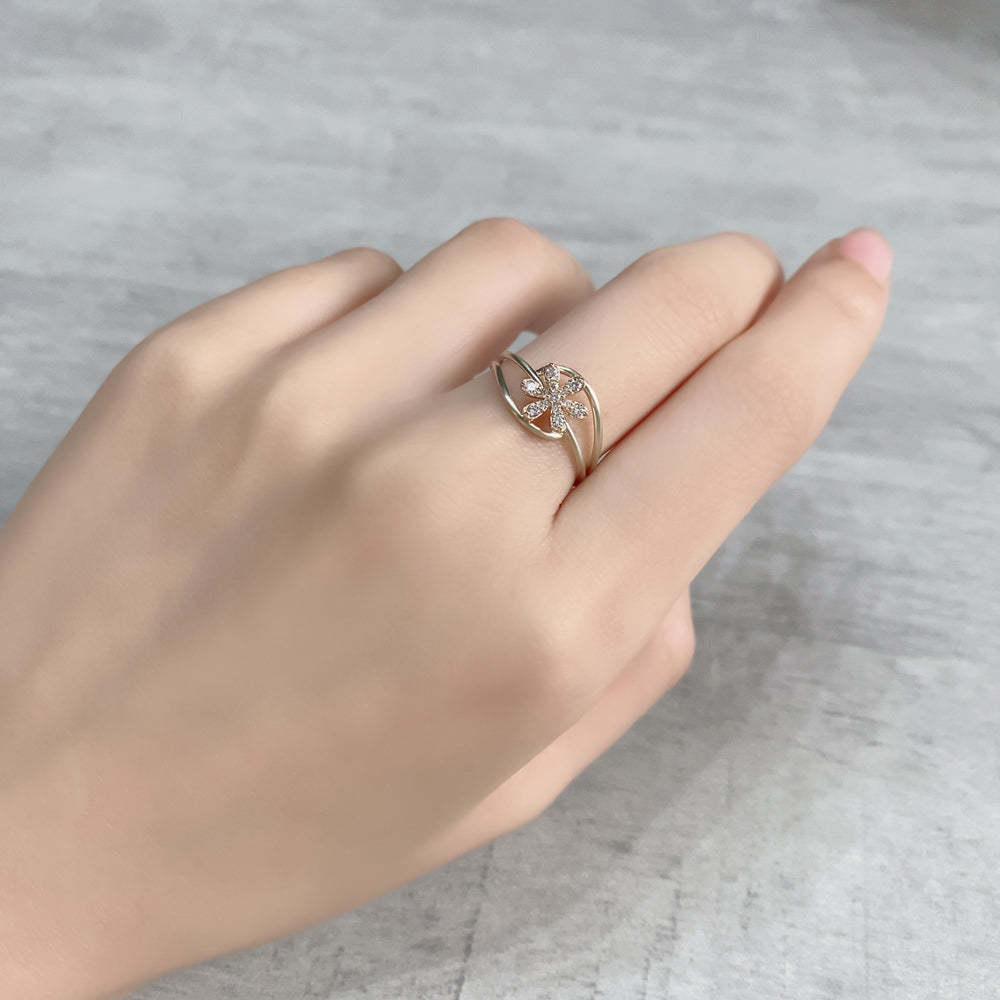 K10 ボリュームフラワーダイヤモンド リング|GD6030