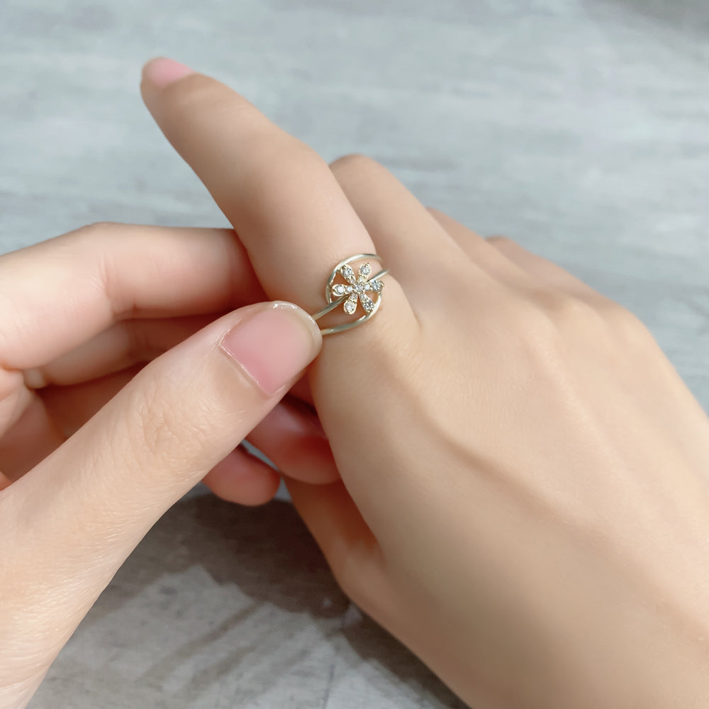 K10 ボリュームフラワーダイヤモンド リング|GD6030