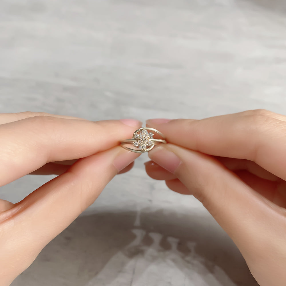 K10 ボリュームフラワーダイヤモンド リング|GD6030