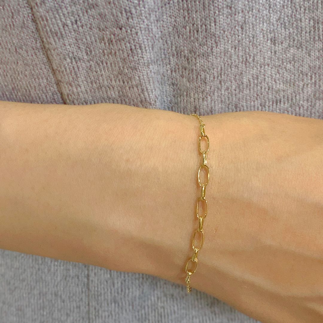 K18 甲丸線ハンドメイド チェーンブレスレット|GD7009