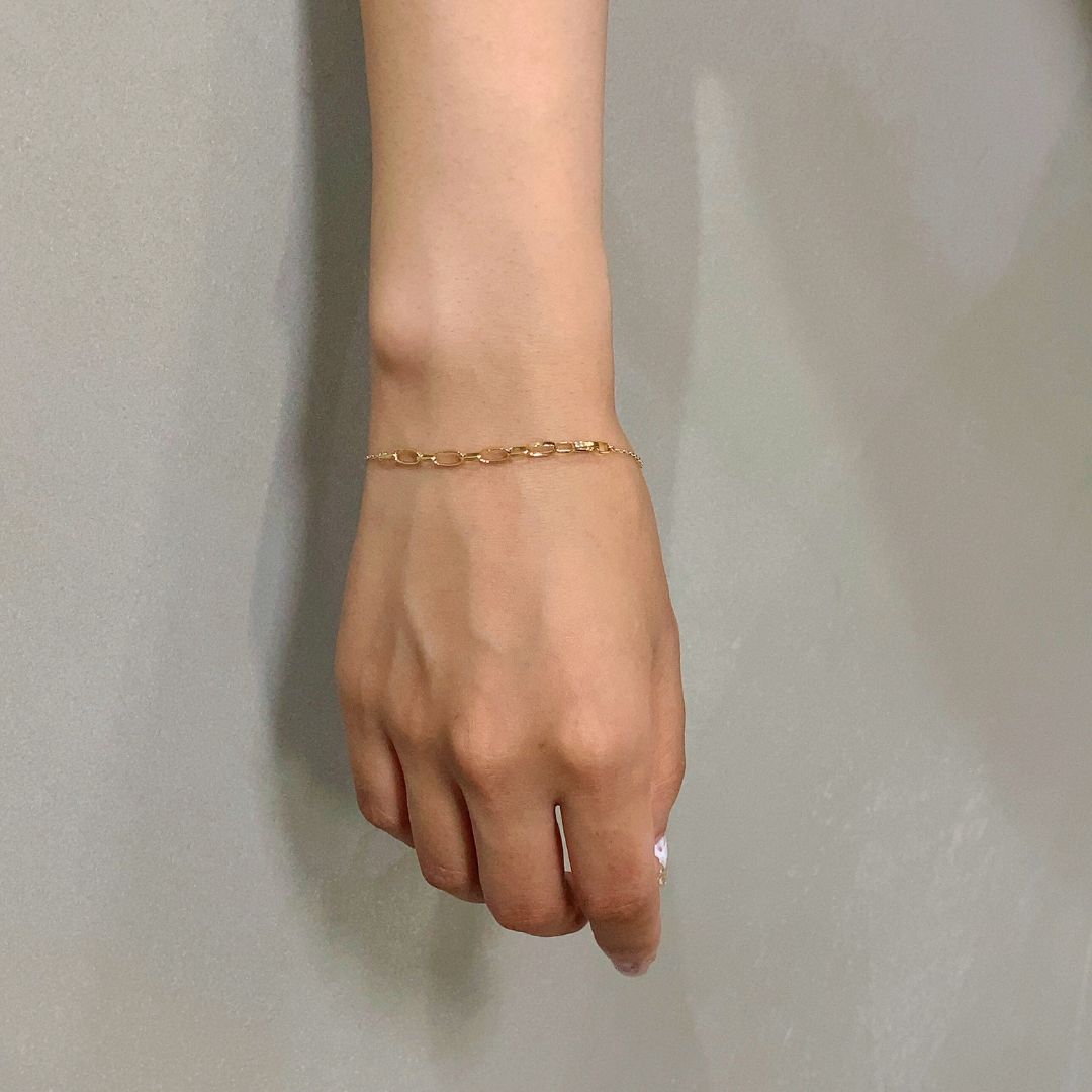 K18 甲丸線ハンドメイド チェーンブレスレット|GD7009