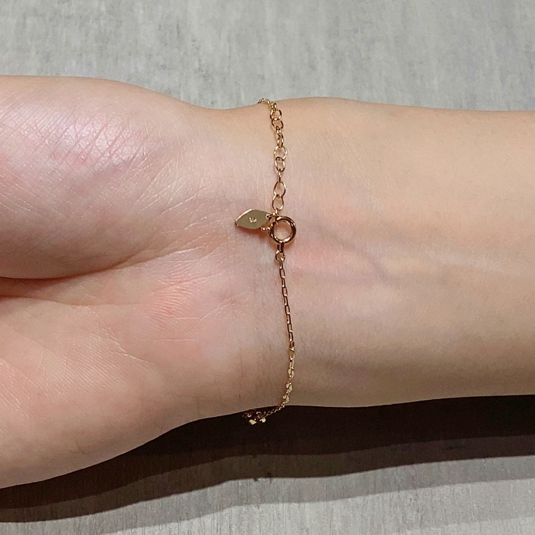 K18 甲丸線ハンドメイド チェーンブレスレット|GD7009