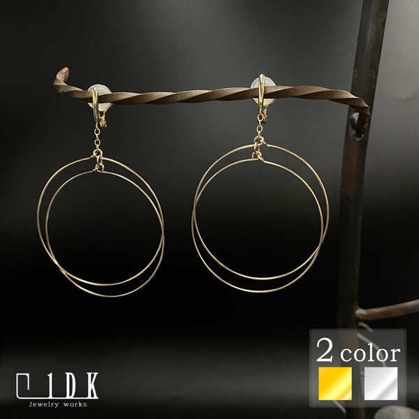 K14GF ダブルフープ イヤリング|GFE4001・4001WH