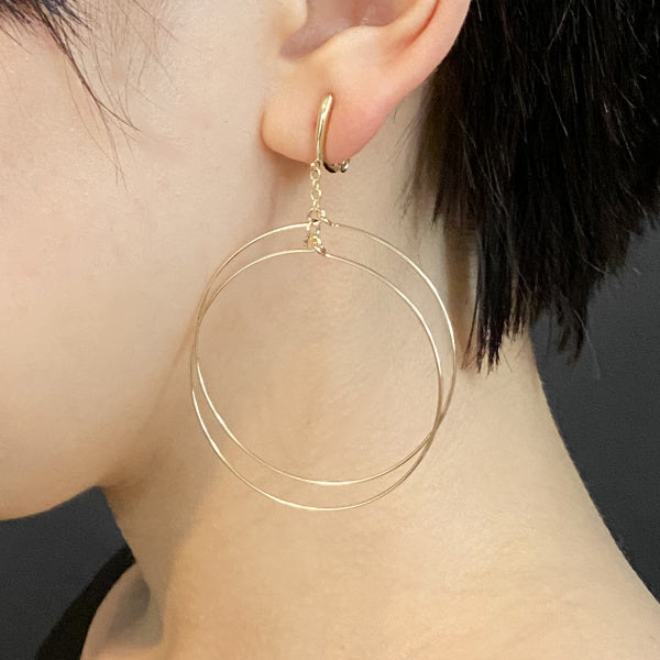 K14GF ダブルフープ イヤリング|GFE4001・4001WH