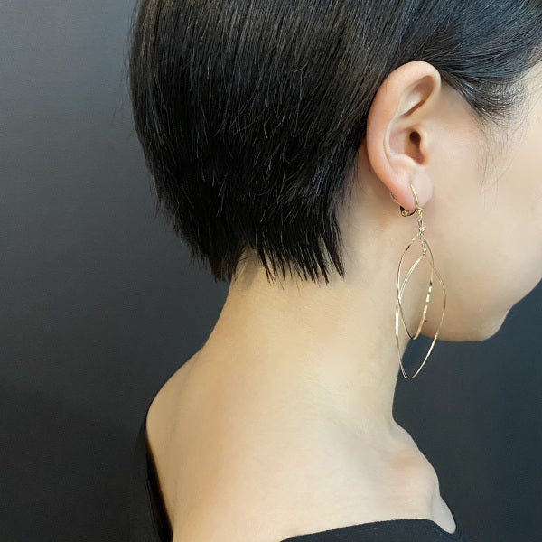 K14GF/SV 大ぶり ダブルドロップ イヤリング|GFE4002・4002WH