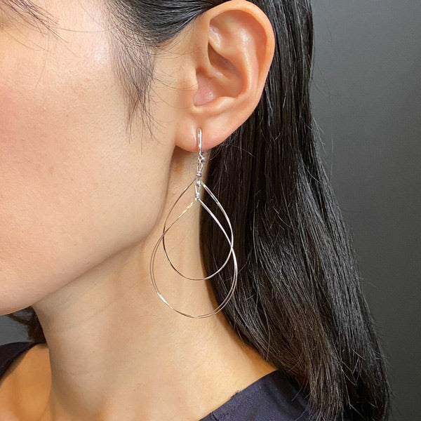 K14GF/SV 大ぶり ダブルドロップ イヤリング|GFE4002・4002WH